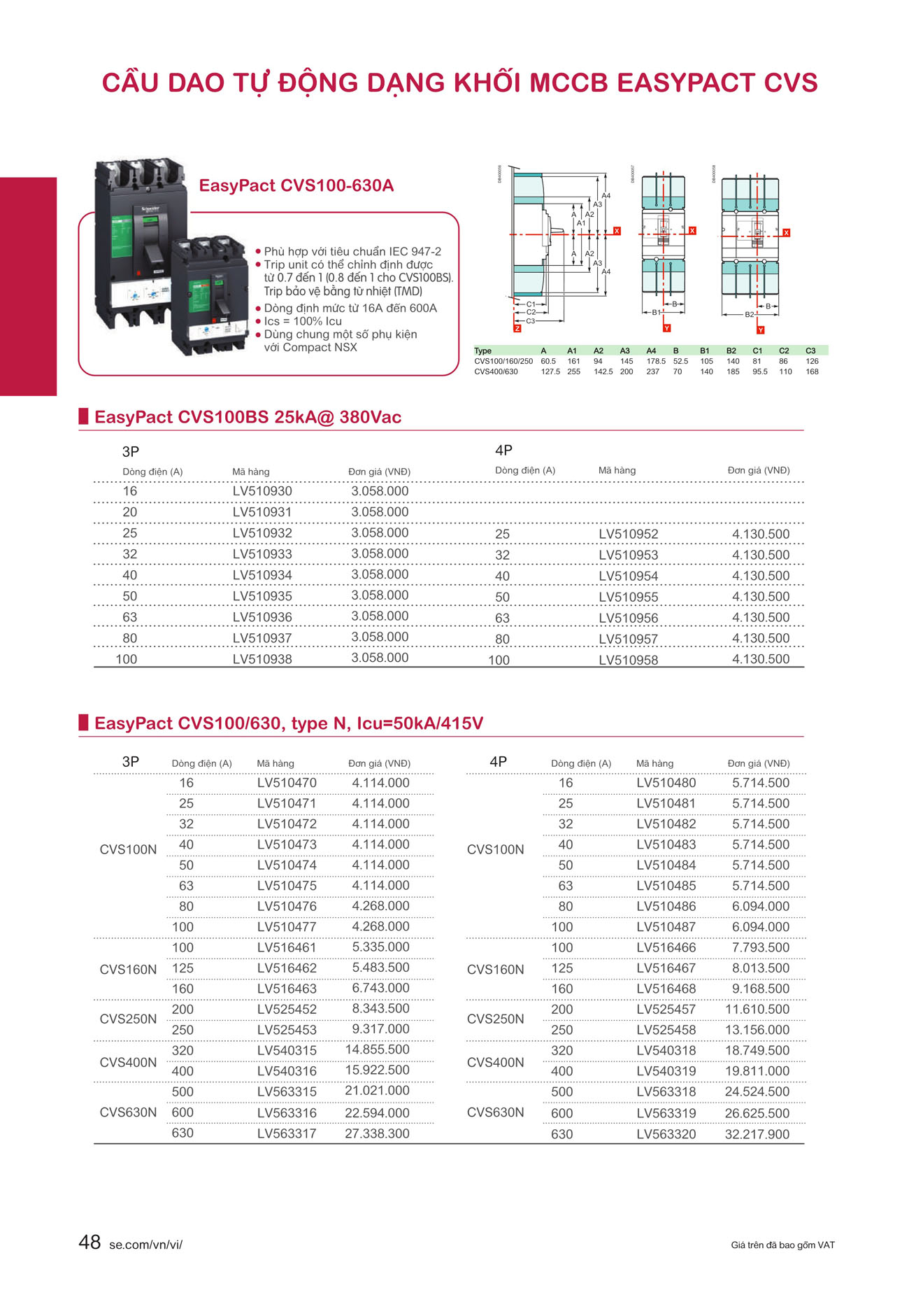 Bảng giá Schneider 2024 (dành cho đại lý) - Trang 48)