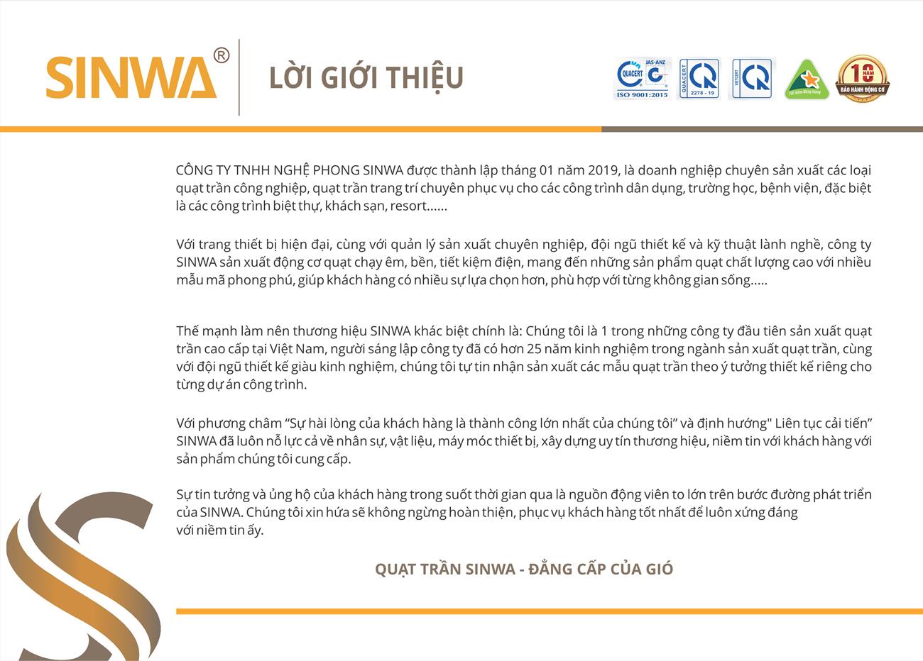Catalogue Quạt trần trang trí Sinwa 2023 - Trang 2)