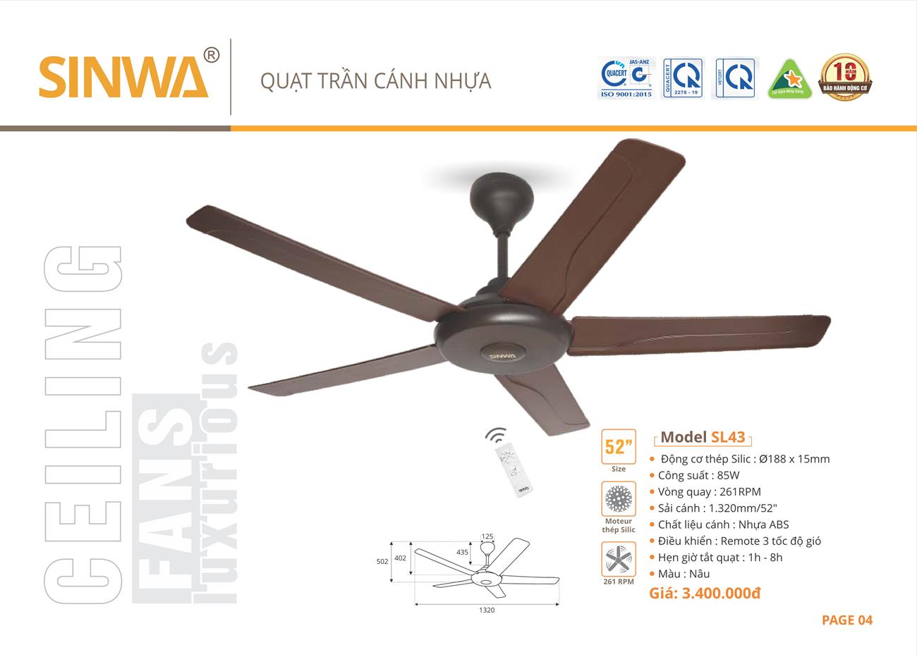Catalogue Quạt trần trang trí Sinwa 2023 - Trang 7)