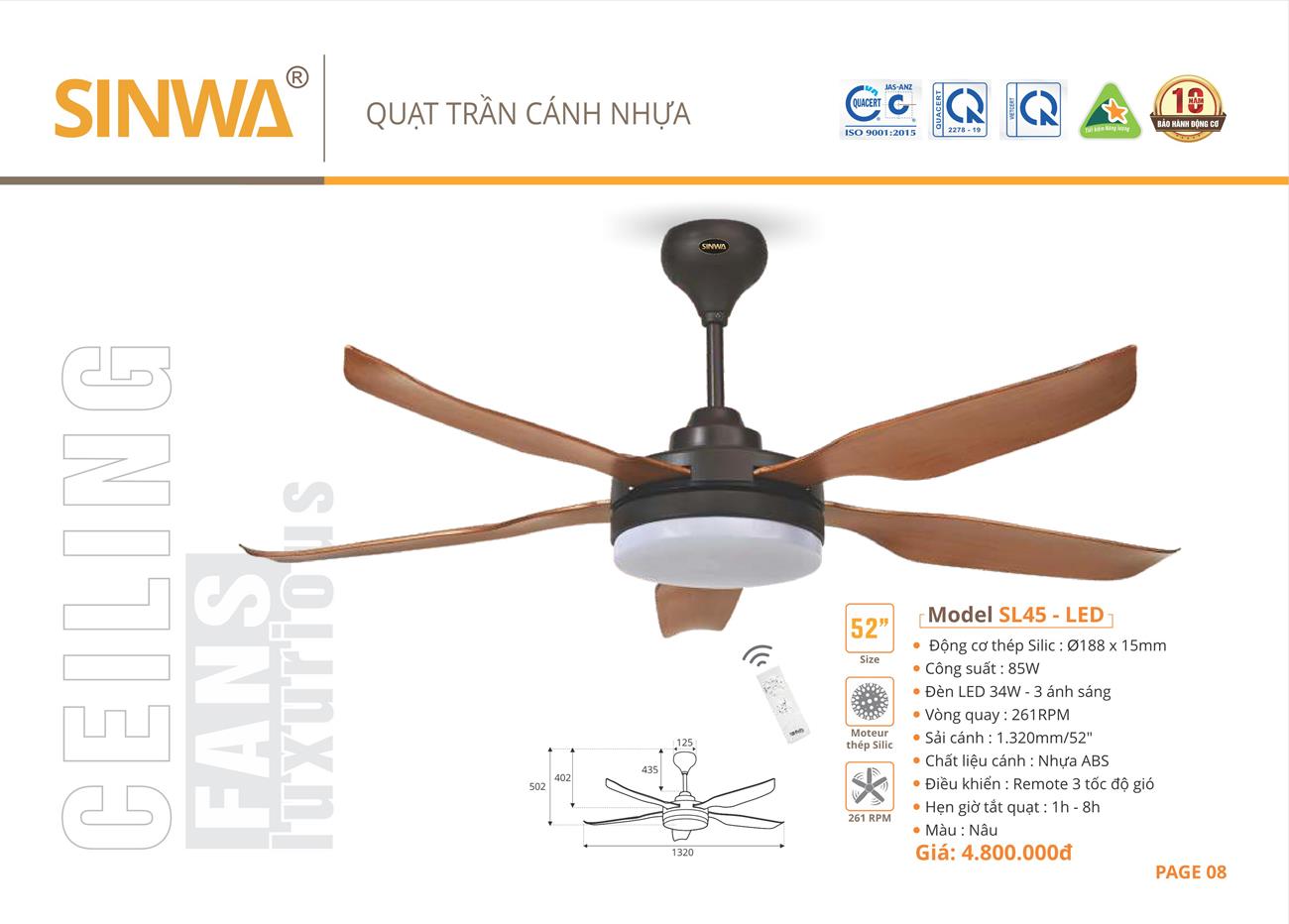 Catalogue Quạt trần trang trí Sinwa 2023 - Trang 11)