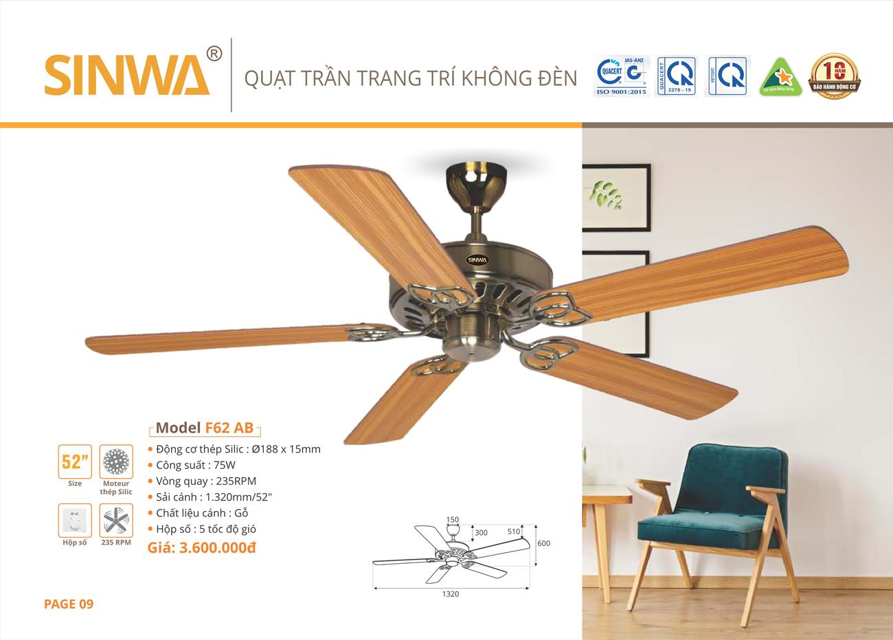 Catalogue Quạt trần trang trí Sinwa 2023 - Trang 12)
