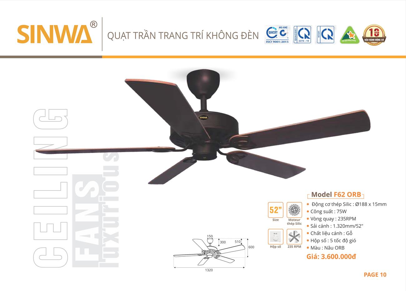 Catalogue Quạt trần trang trí Sinwa 2023 - Trang 13)