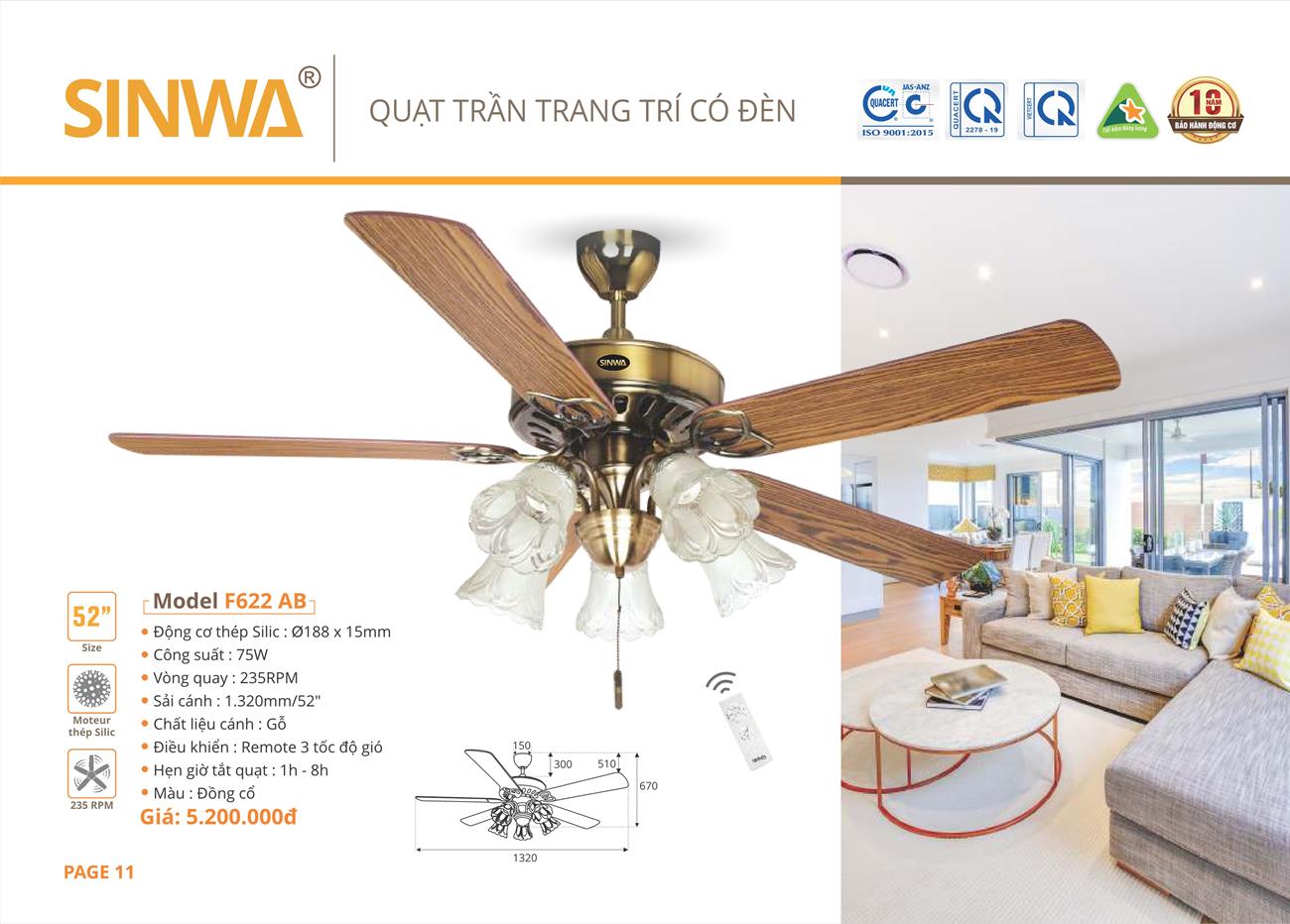 Catalogue Quạt trần trang trí Sinwa 2023 - Trang 14)
