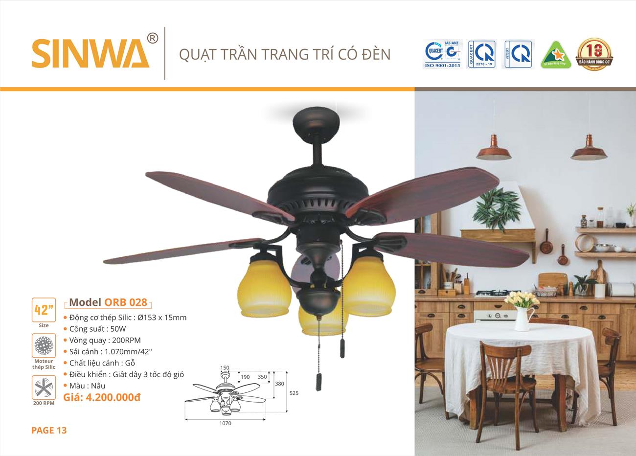 Catalogue Quạt trần trang trí Sinwa 2023 - Trang 16)