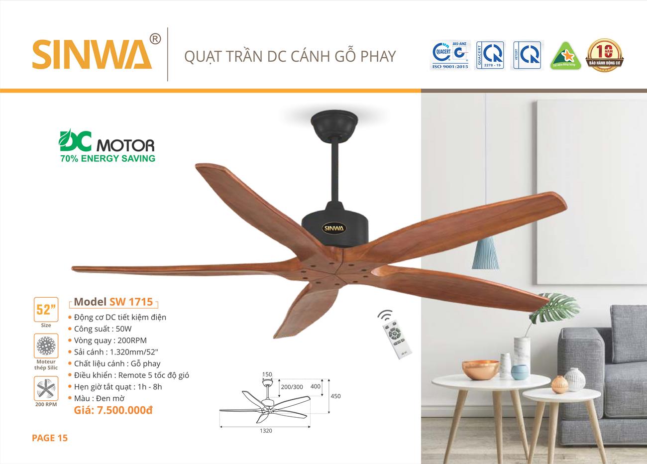 Catalogue Quạt trần trang trí Sinwa 2023 - Trang 18)