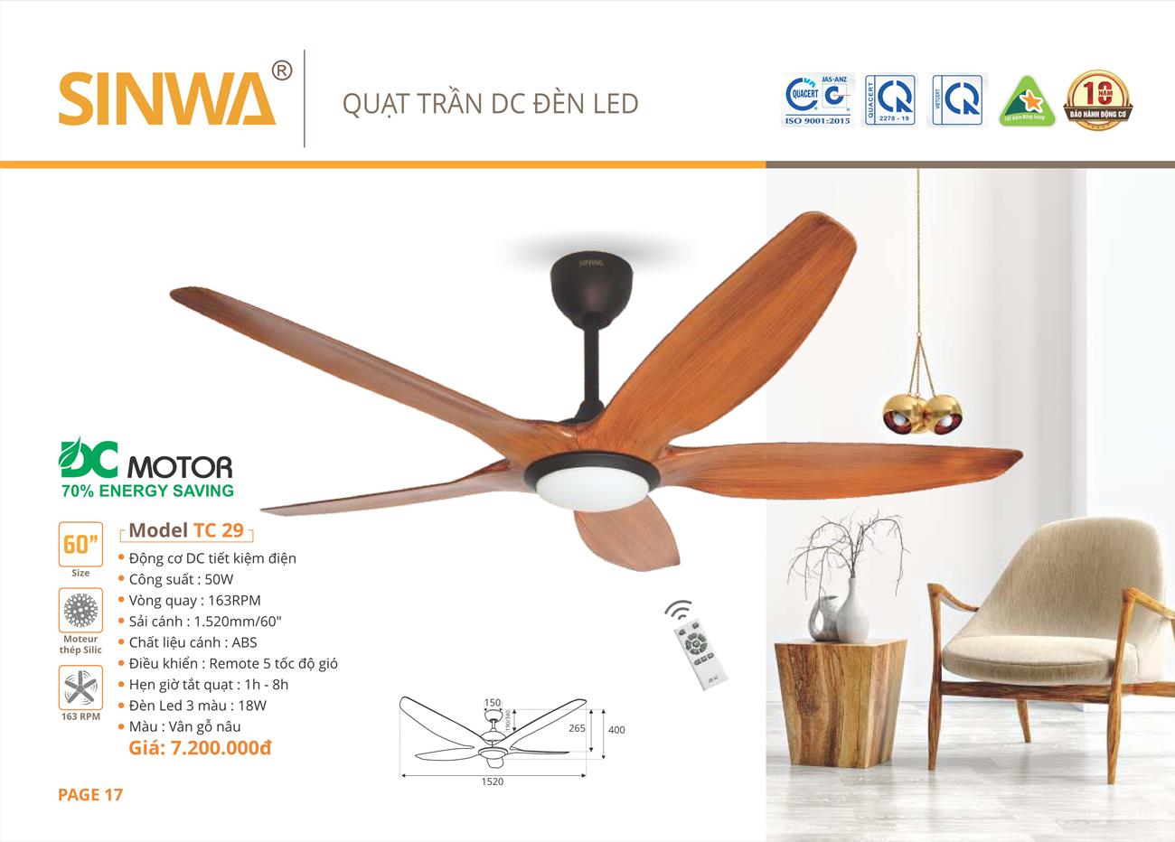 Catalogue Quạt trần trang trí Sinwa 2023 - Trang 20)