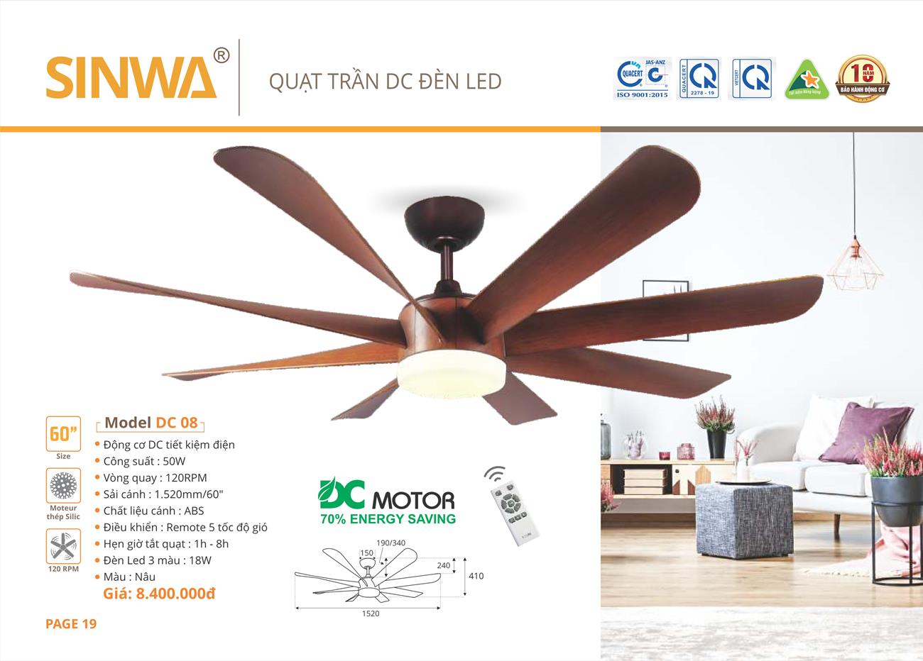 Catalogue Quạt trần trang trí Sinwa 2023 - Trang 22)