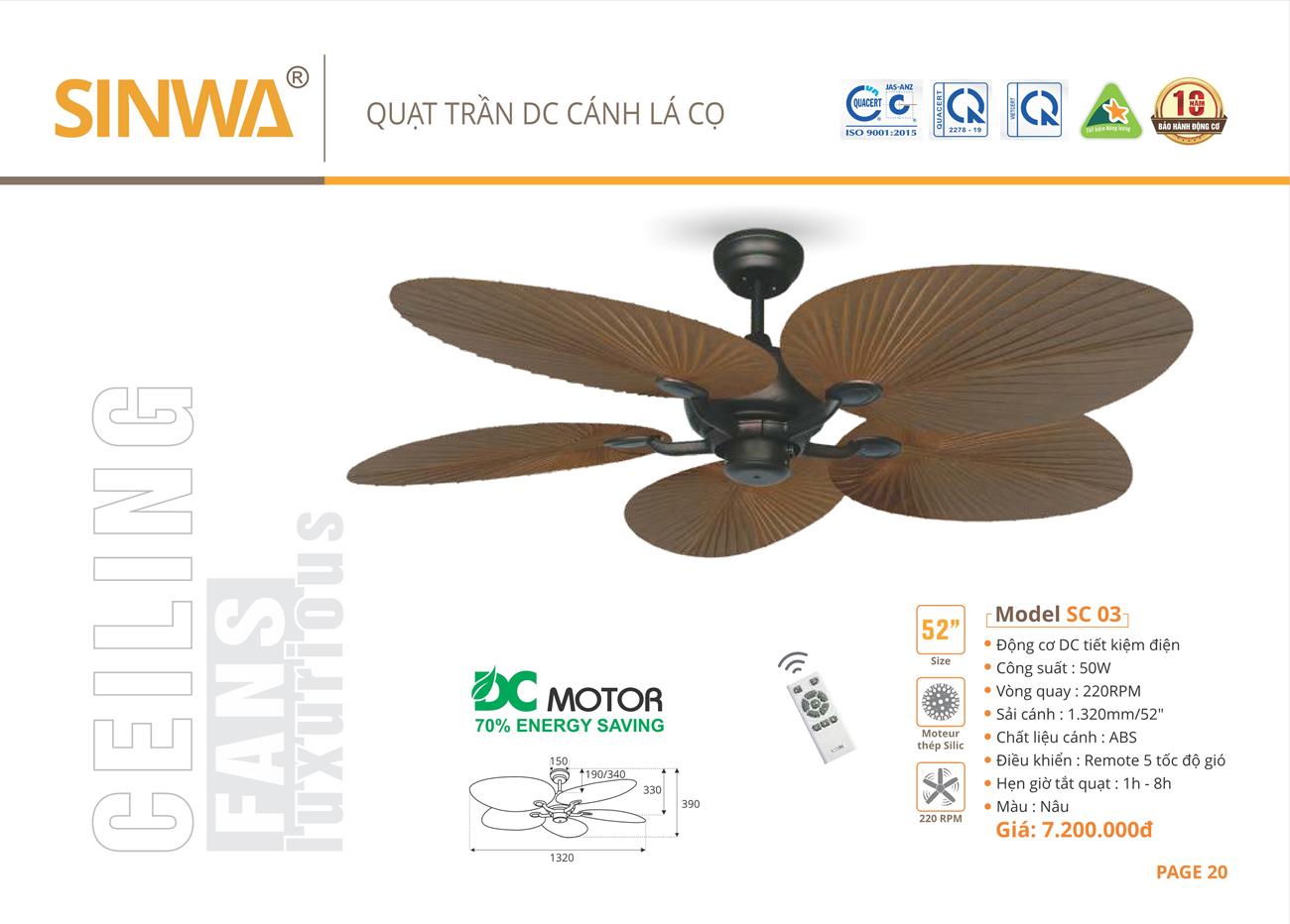 Catalogue Quạt trần trang trí Sinwa 2023 - Trang 23)