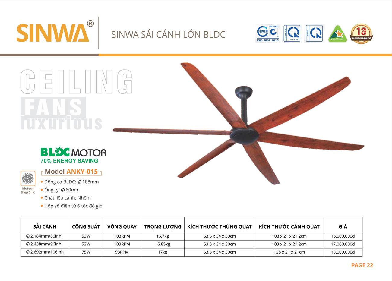 Catalogue Quạt trần trang trí Sinwa 2023 - Trang 25)