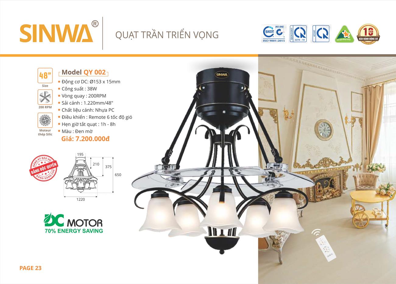 Catalogue Quạt trần trang trí Sinwa 2023 - Trang 26)