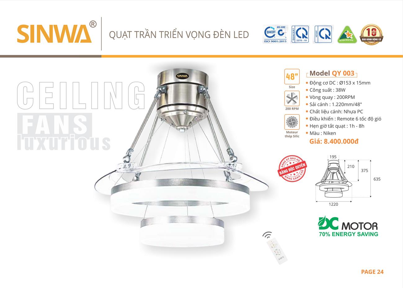 Catalogue Quạt trần trang trí Sinwa 2023 - Trang 27)
