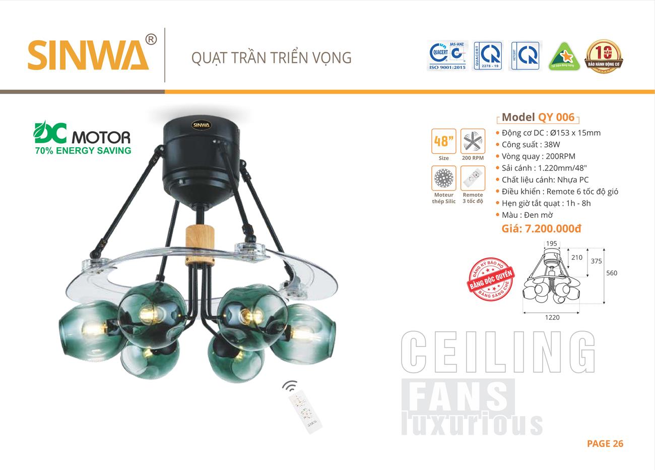 Catalogue Quạt trần trang trí Sinwa 2023 - Trang 29)