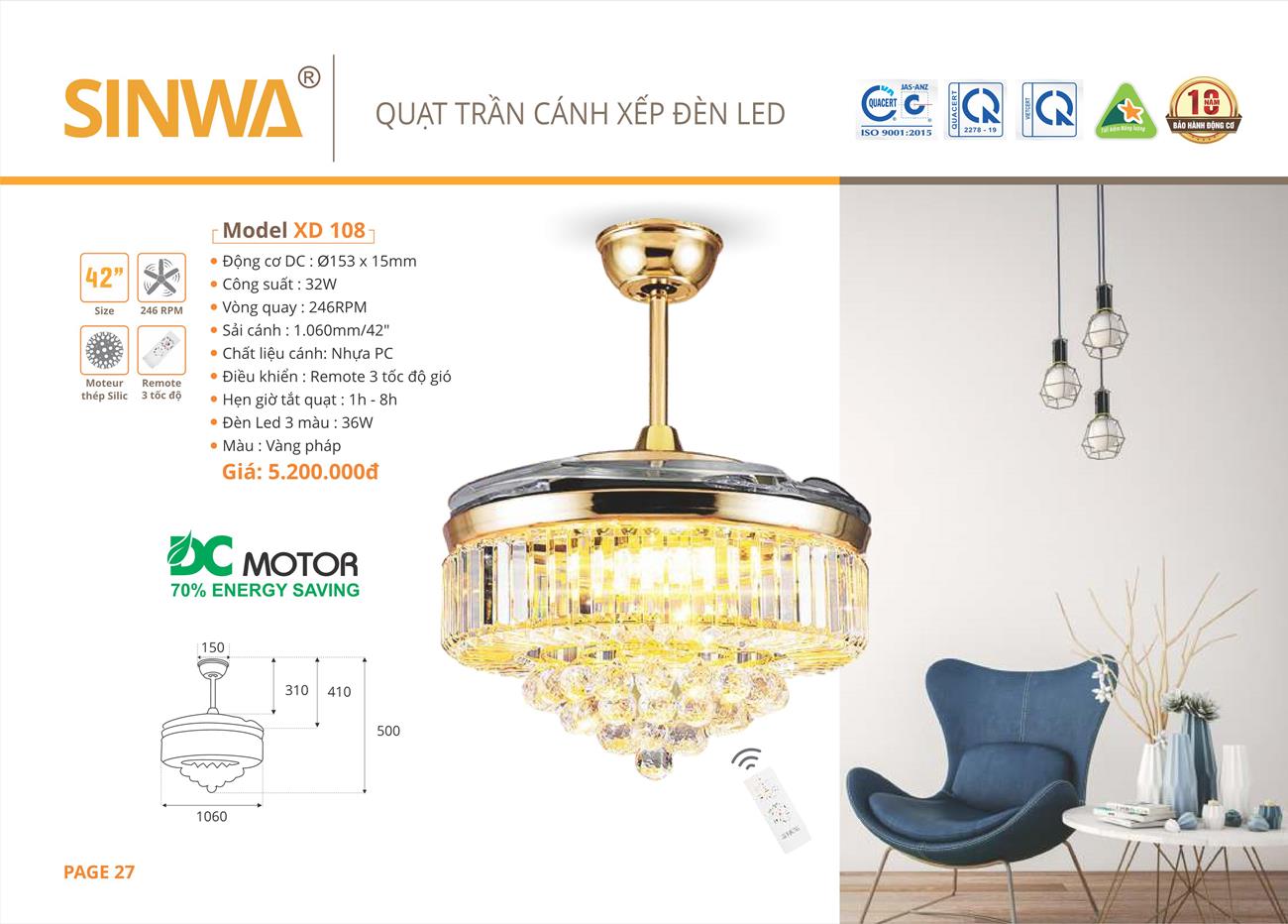 Catalogue Quạt trần trang trí Sinwa 2023 - Trang 30)