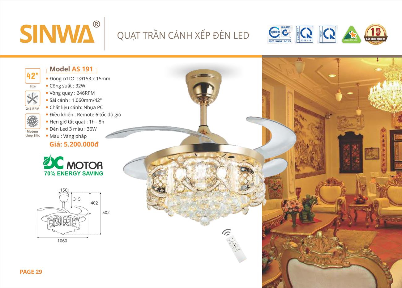 Catalogue Quạt trần trang trí Sinwa 2023 - Trang 32)