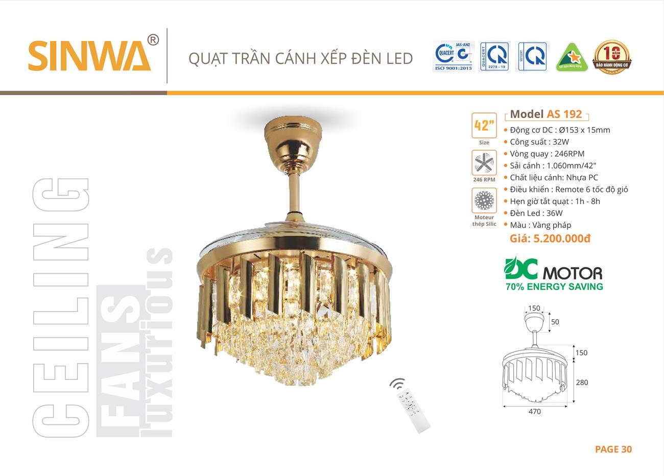 Catalogue Quạt trần trang trí Sinwa 2023 - Trang 33)