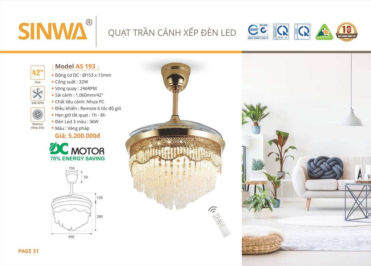 Catalogue Quạt trần trang trí Sinwa 2023 - Trang 34)