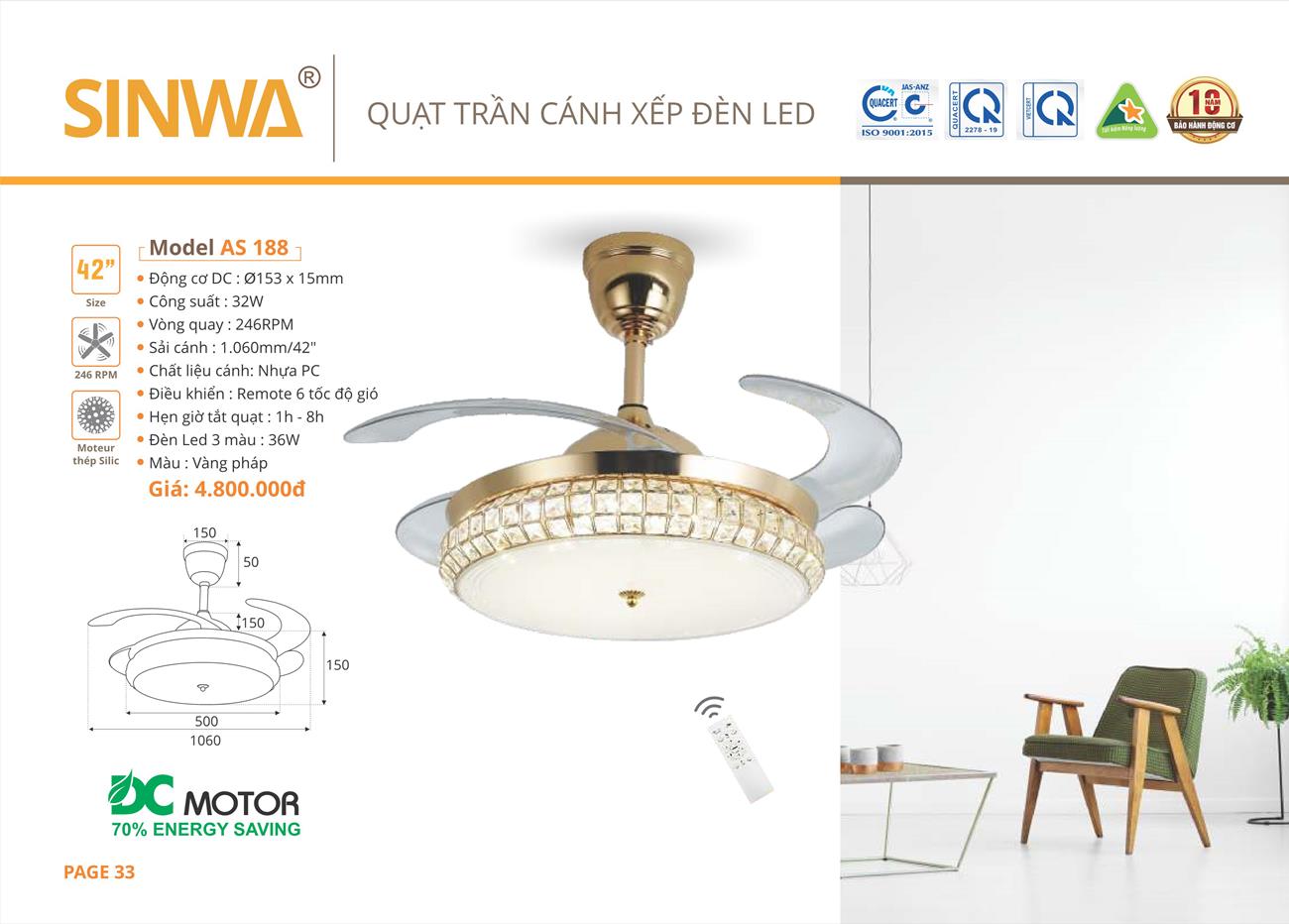 Catalogue Quạt trần trang trí Sinwa 2023 - Trang 36)