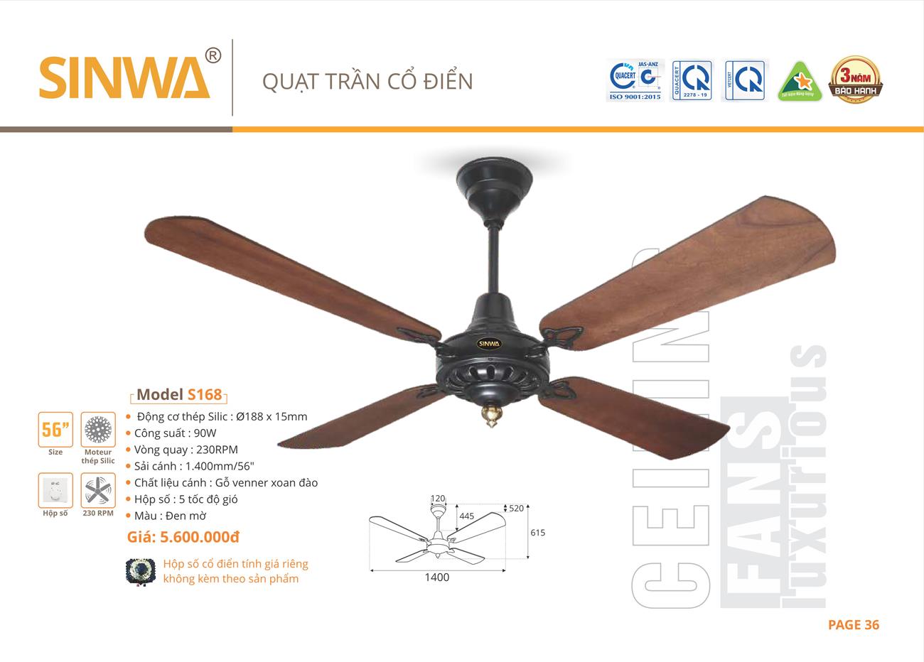 Catalogue Quạt trần trang trí Sinwa 2023 - Trang 39)