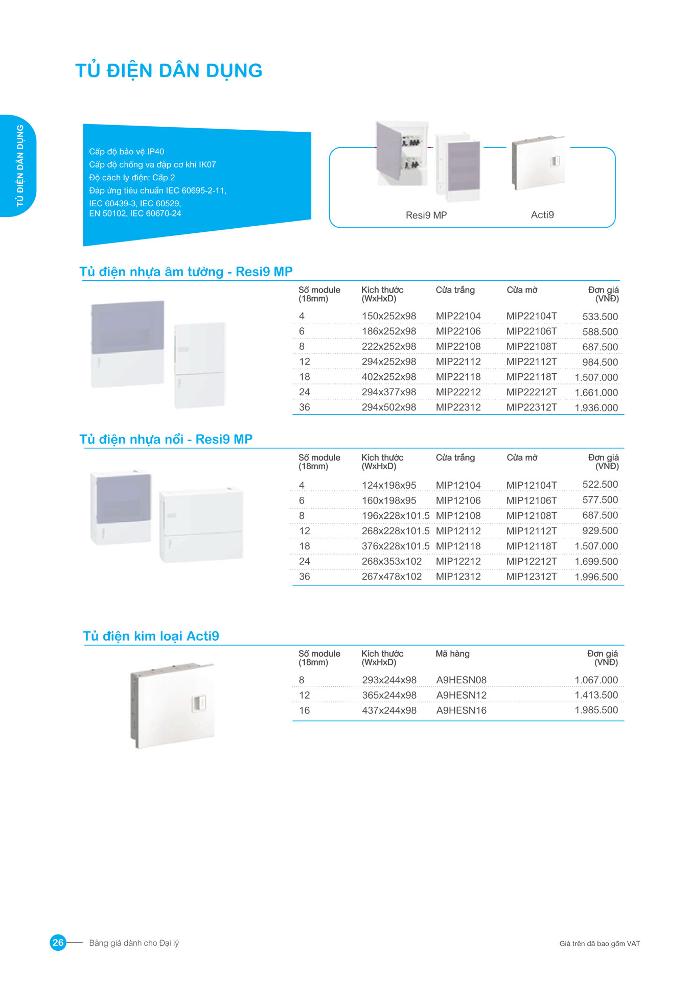 Bảng giá Schneider 2025 (dành cho đại lý) - Trang 26)