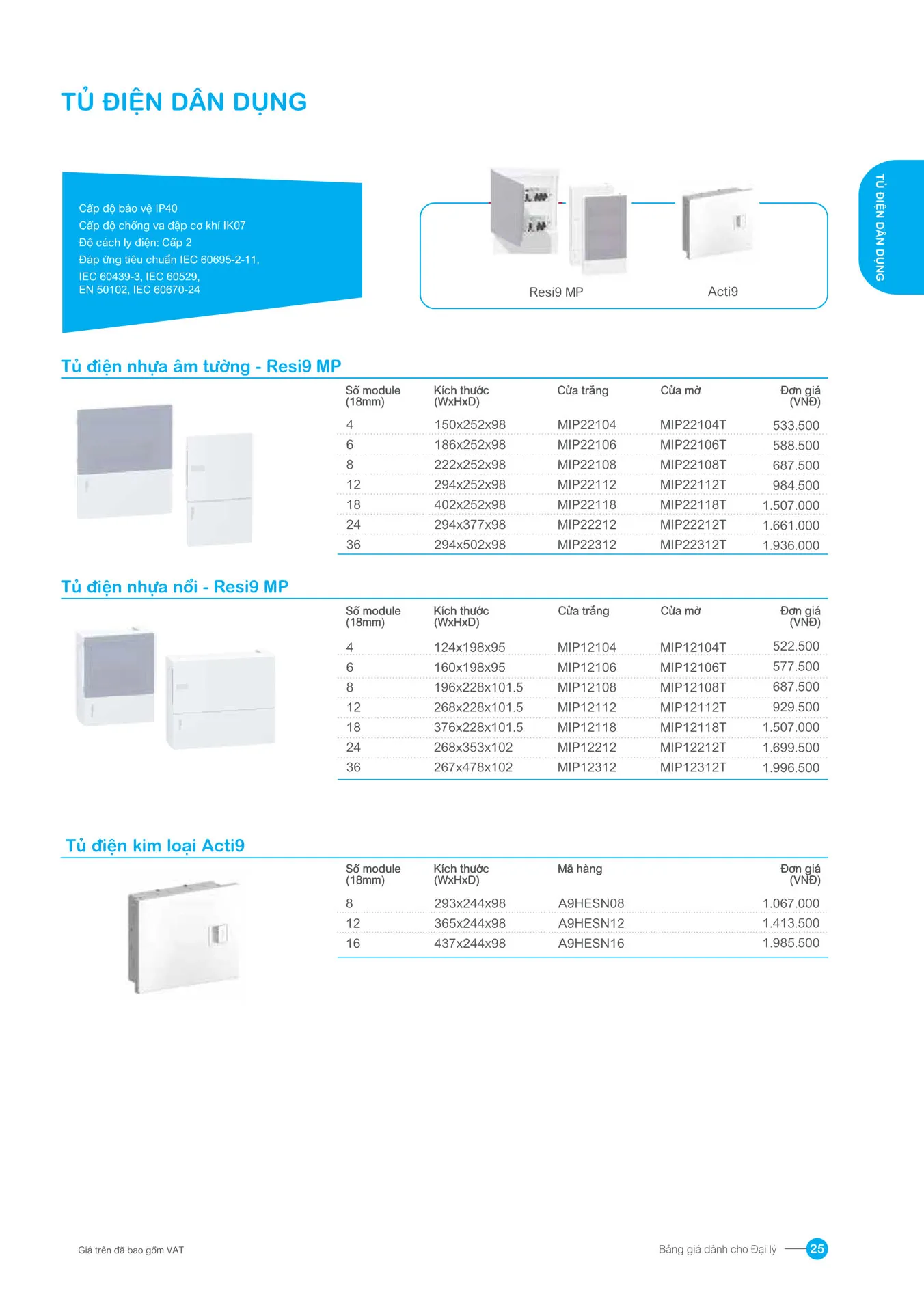 Bảng giá Schneider 2026 (dành cho đại lý) - Trang 25)