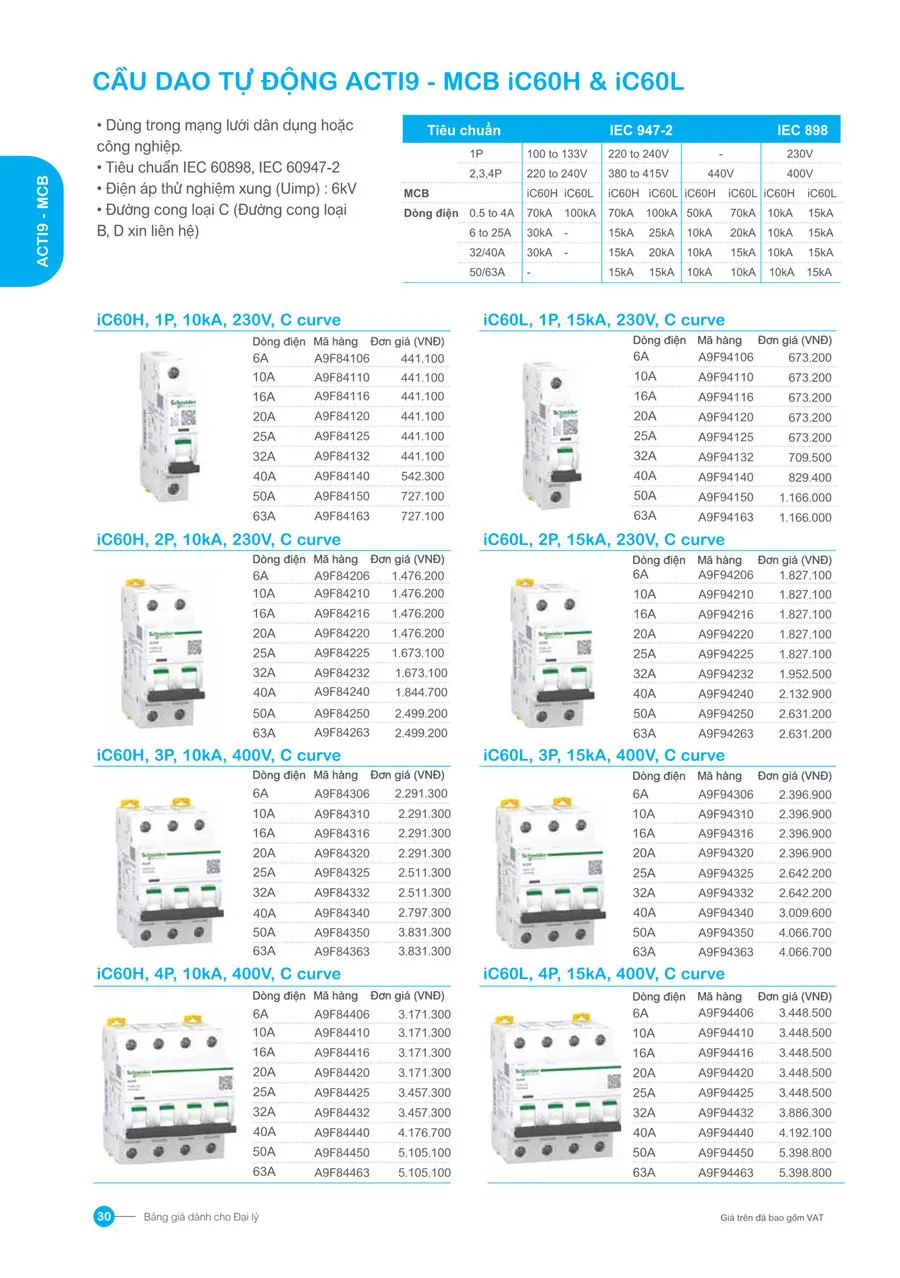 Bảng giá Schneider 2026 (dành cho đại lý) - Trang 30)
