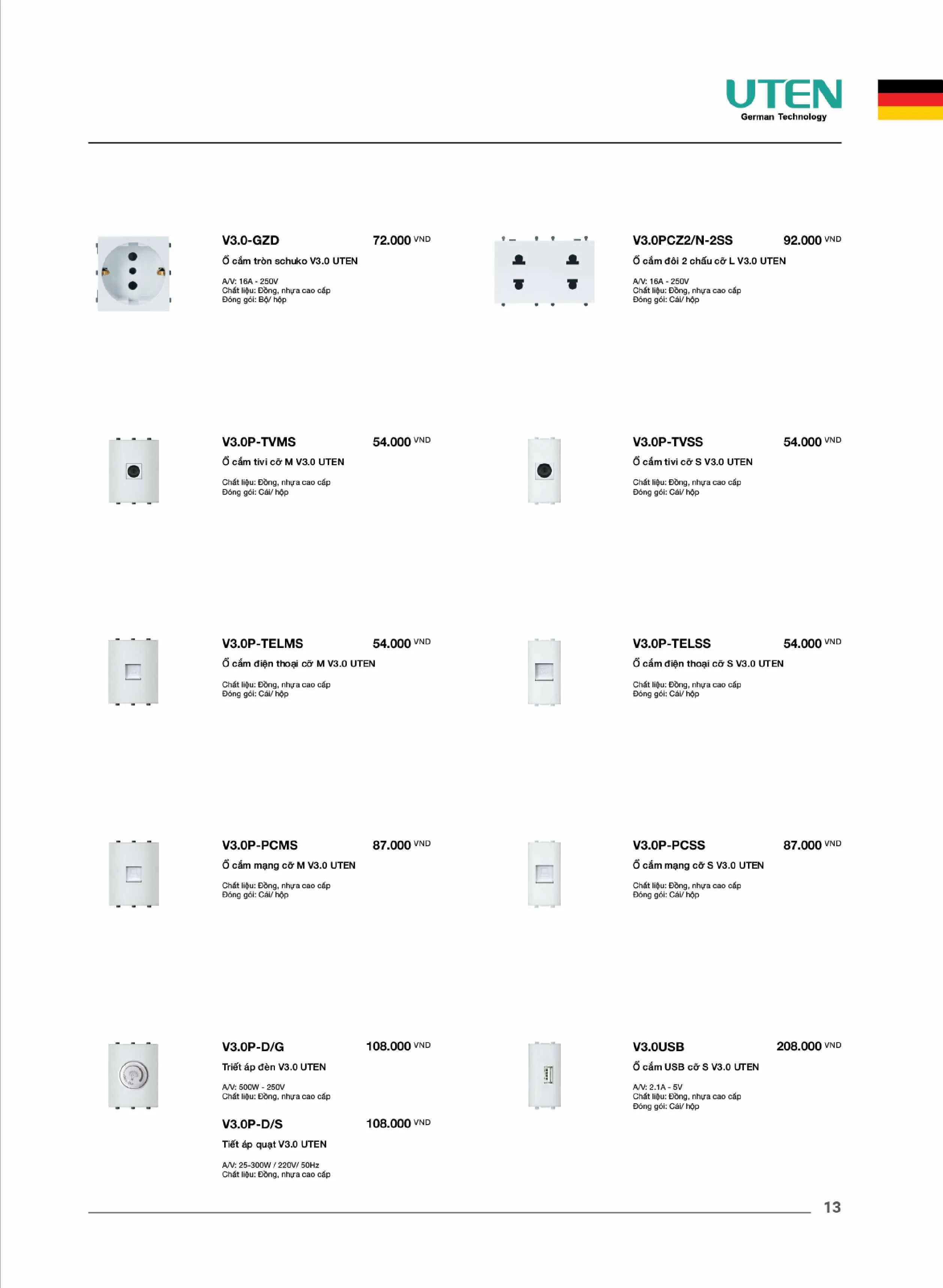 Catalogue UTEN 2026 (Công tắc & Ổ cắm) - Trang 14)