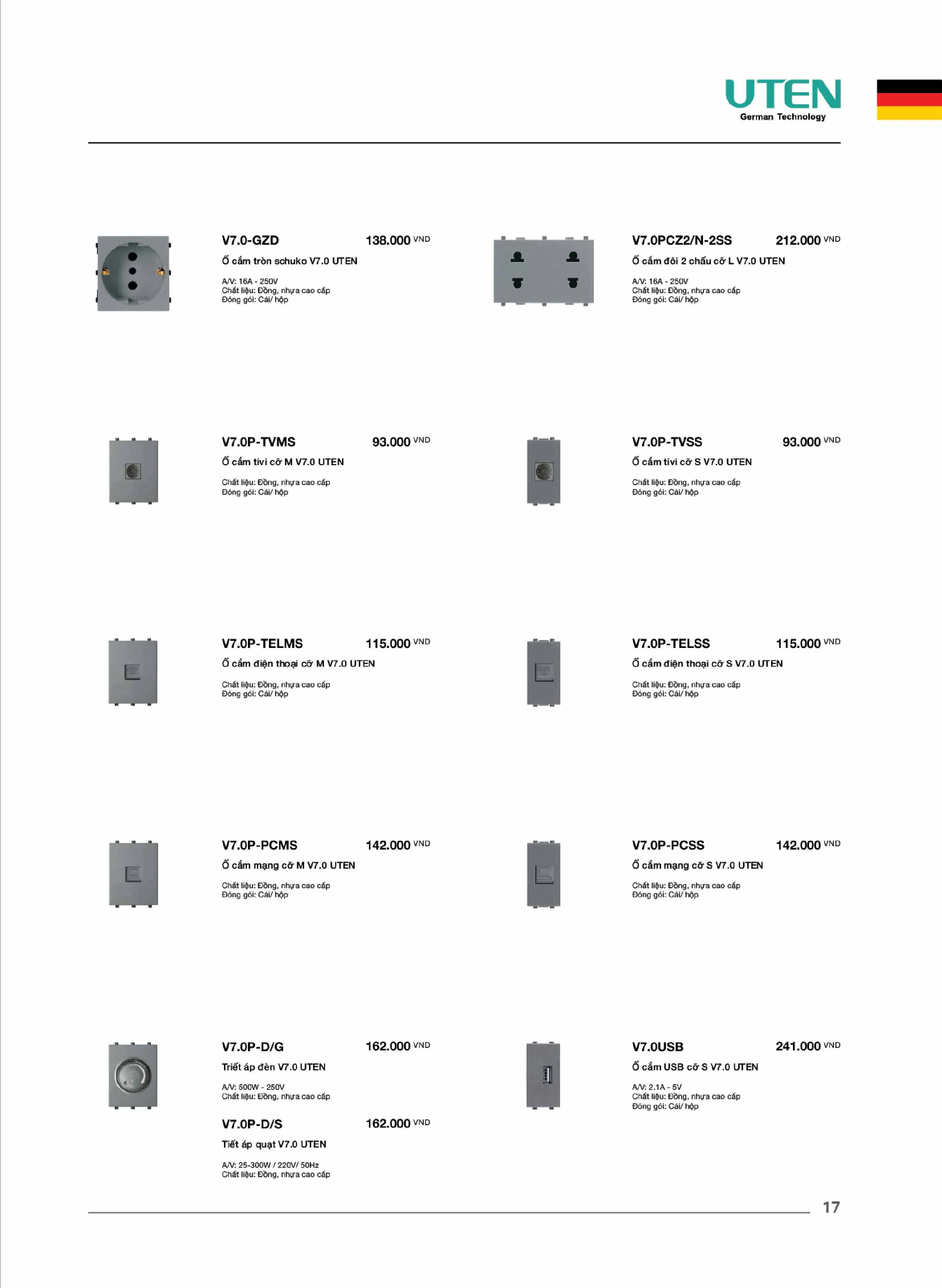 Catalogue UTEN 2026 (Công tắc & Ổ cắm) - Trang 18)