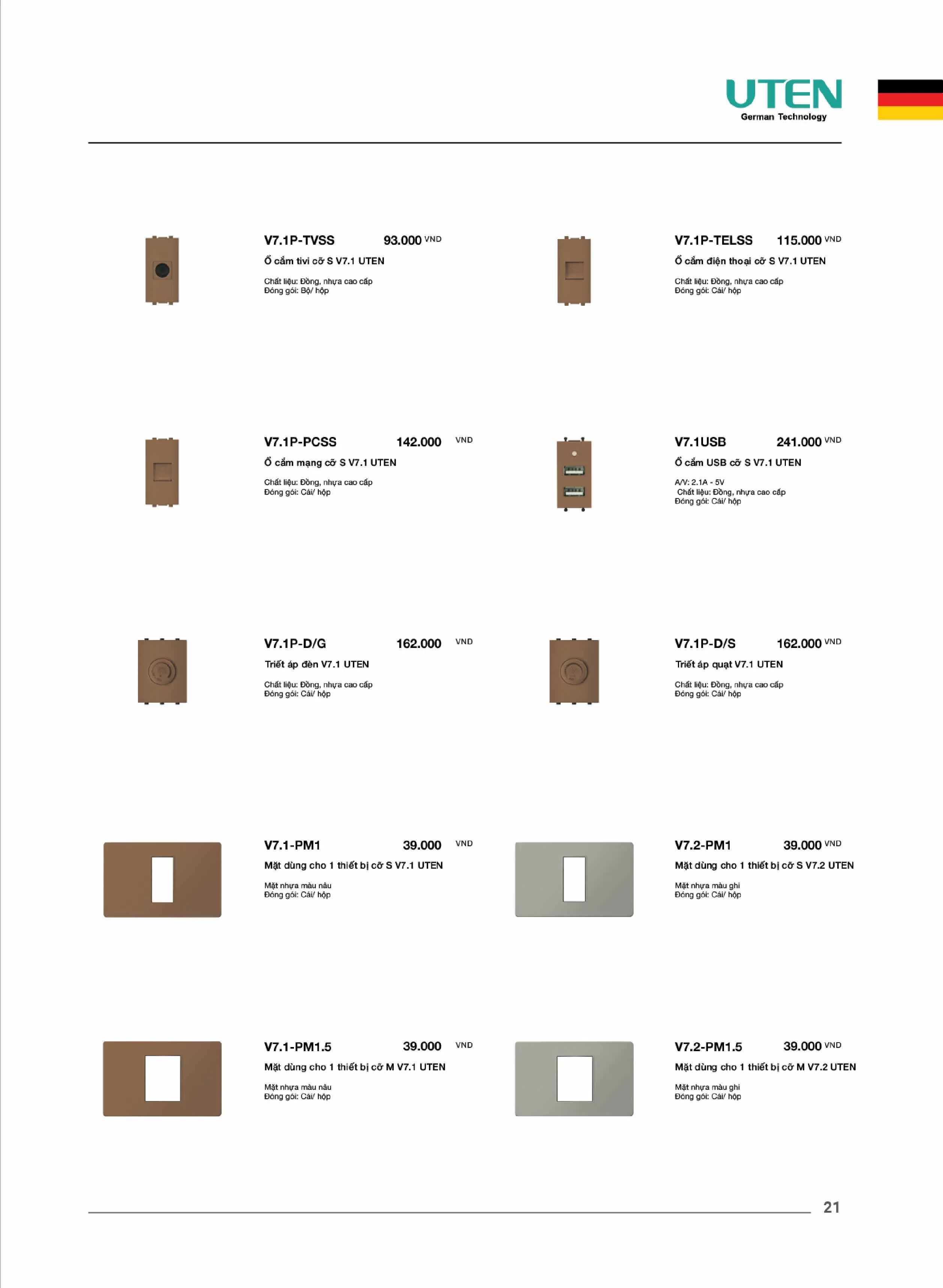 Catalogue UTEN 2026 (Công tắc & Ổ cắm) - Trang 22)