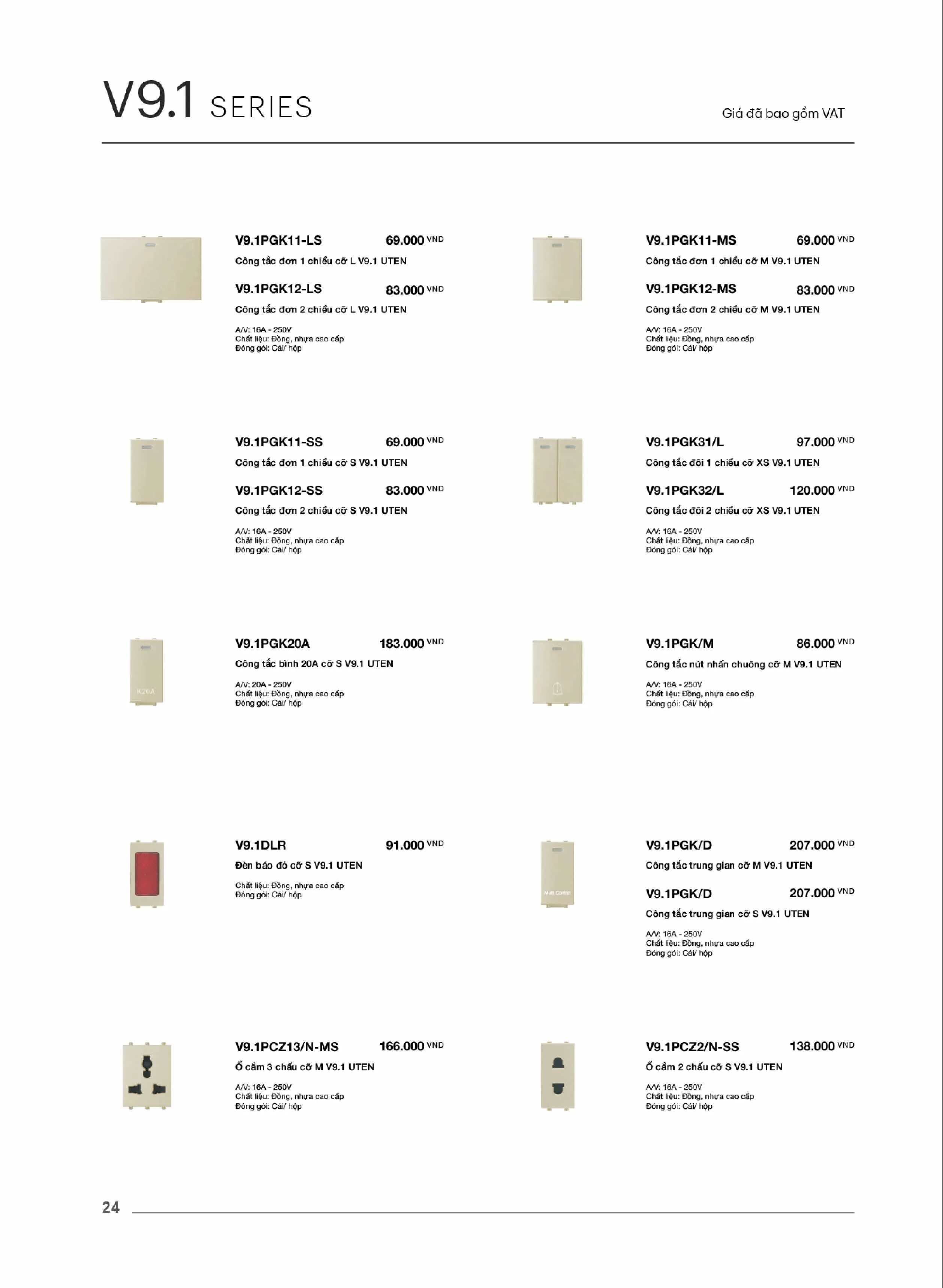 Catalogue UTEN 2026 (Công tắc & Ổ cắm) - Trang 25)