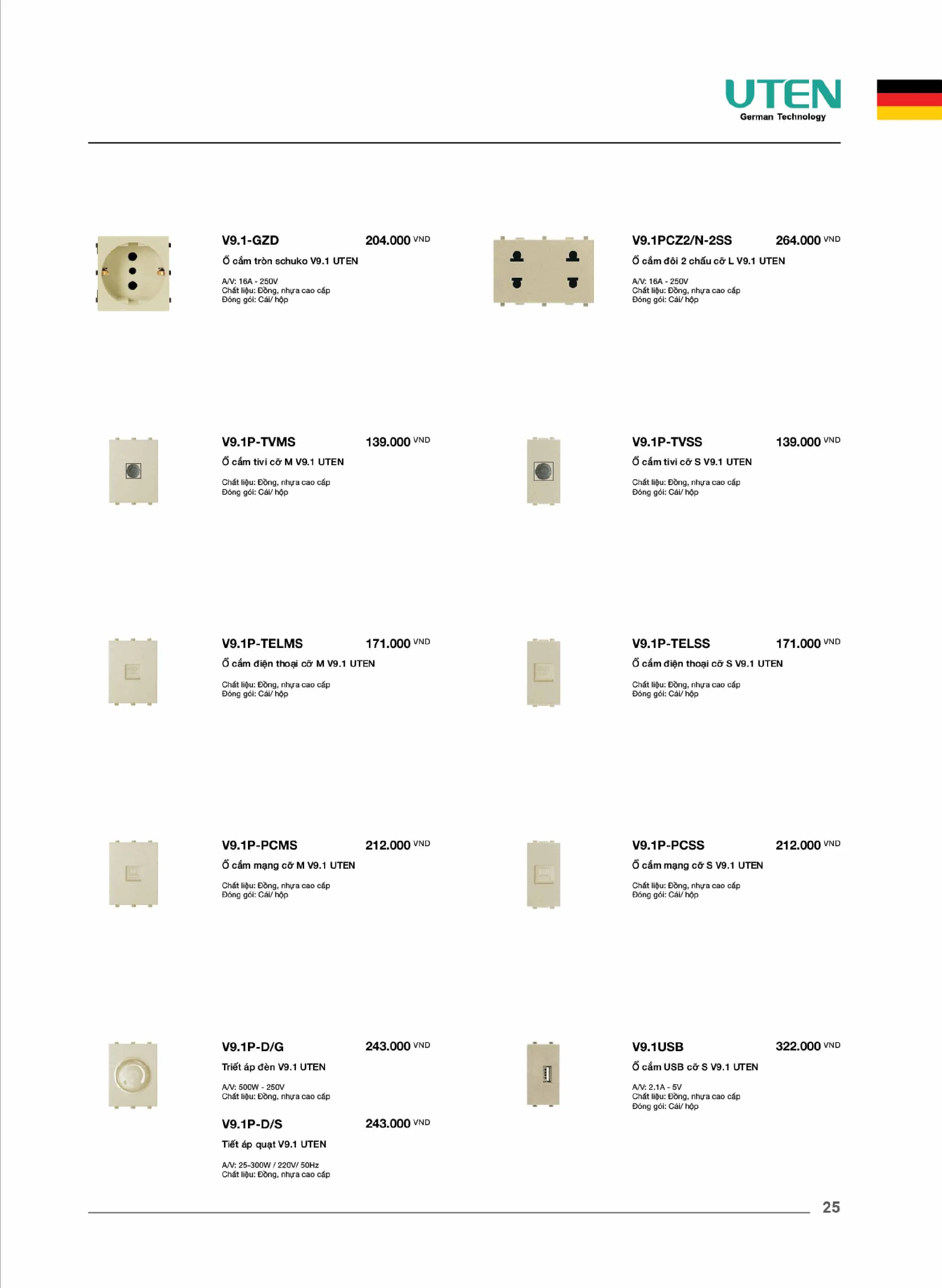 Catalogue UTEN 2026 (Công tắc & Ổ cắm) - Trang 26)