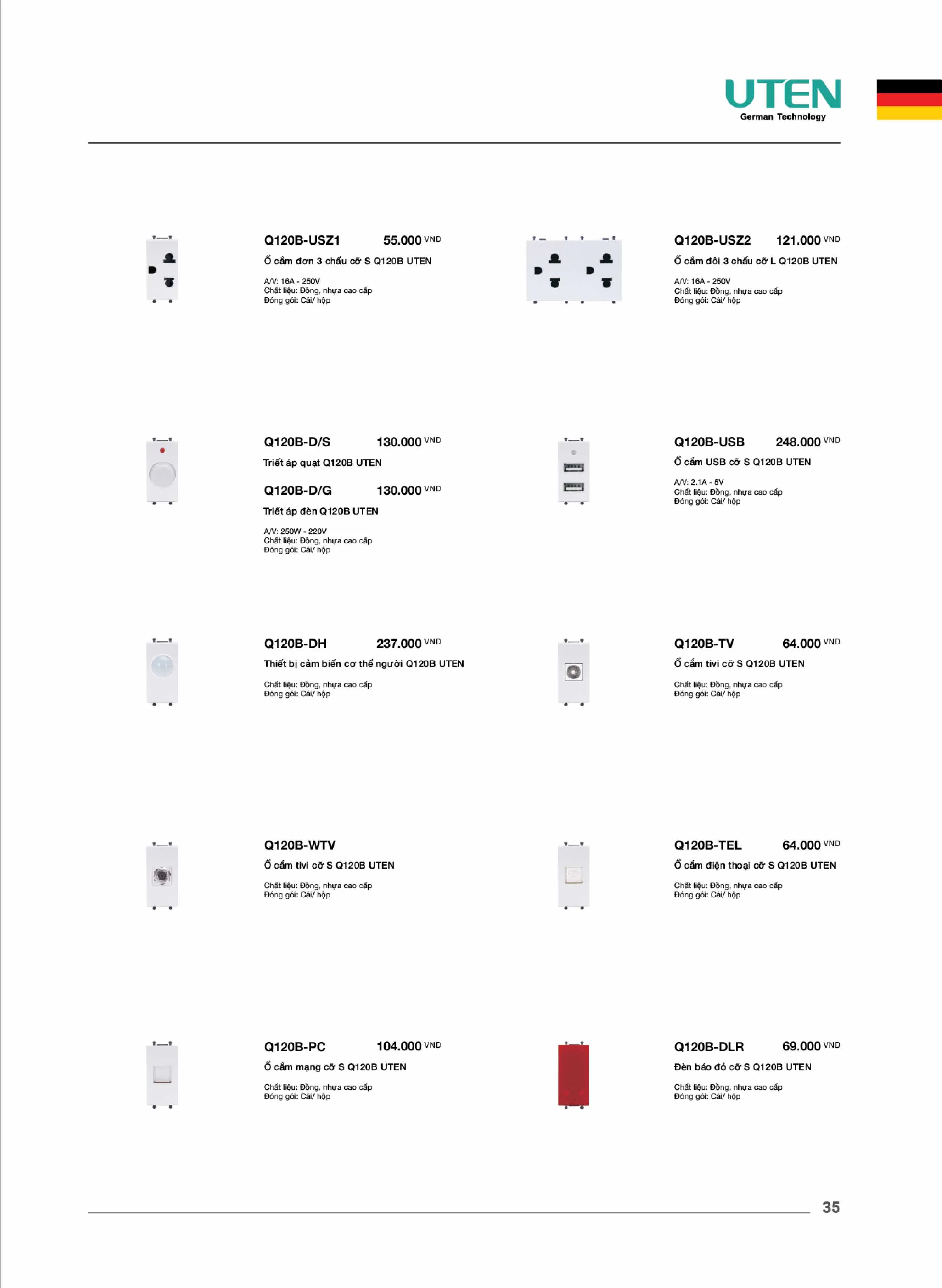 Catalogue UTEN 2026 (Công tắc & Ổ cắm) - Trang 36)