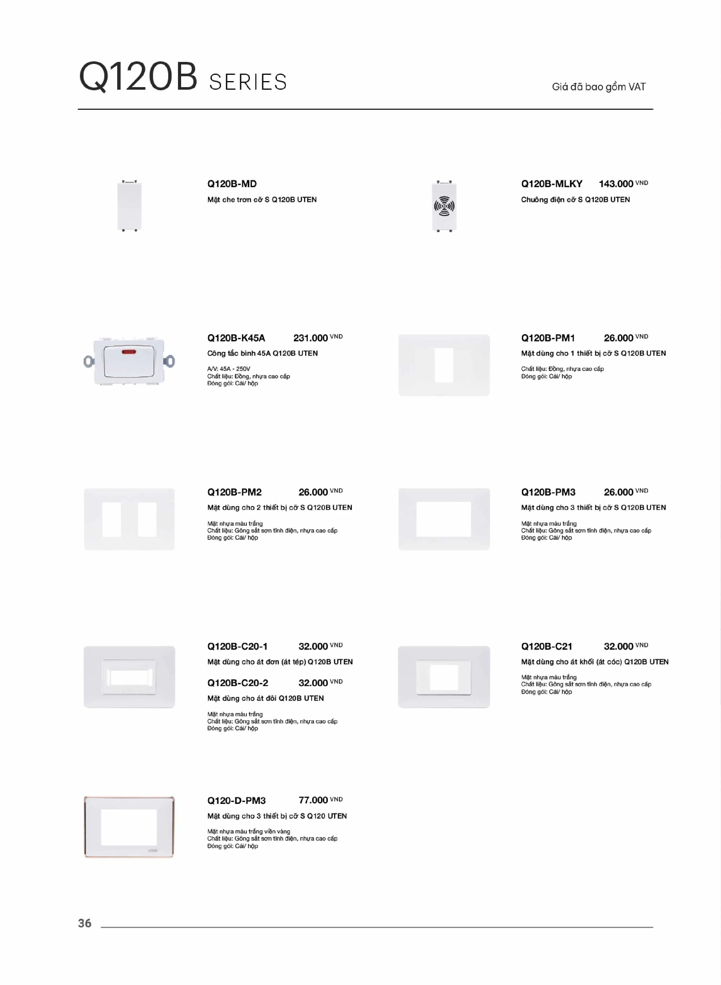 Catalogue UTEN 2026 (Công tắc & Ổ cắm) - Trang 37)