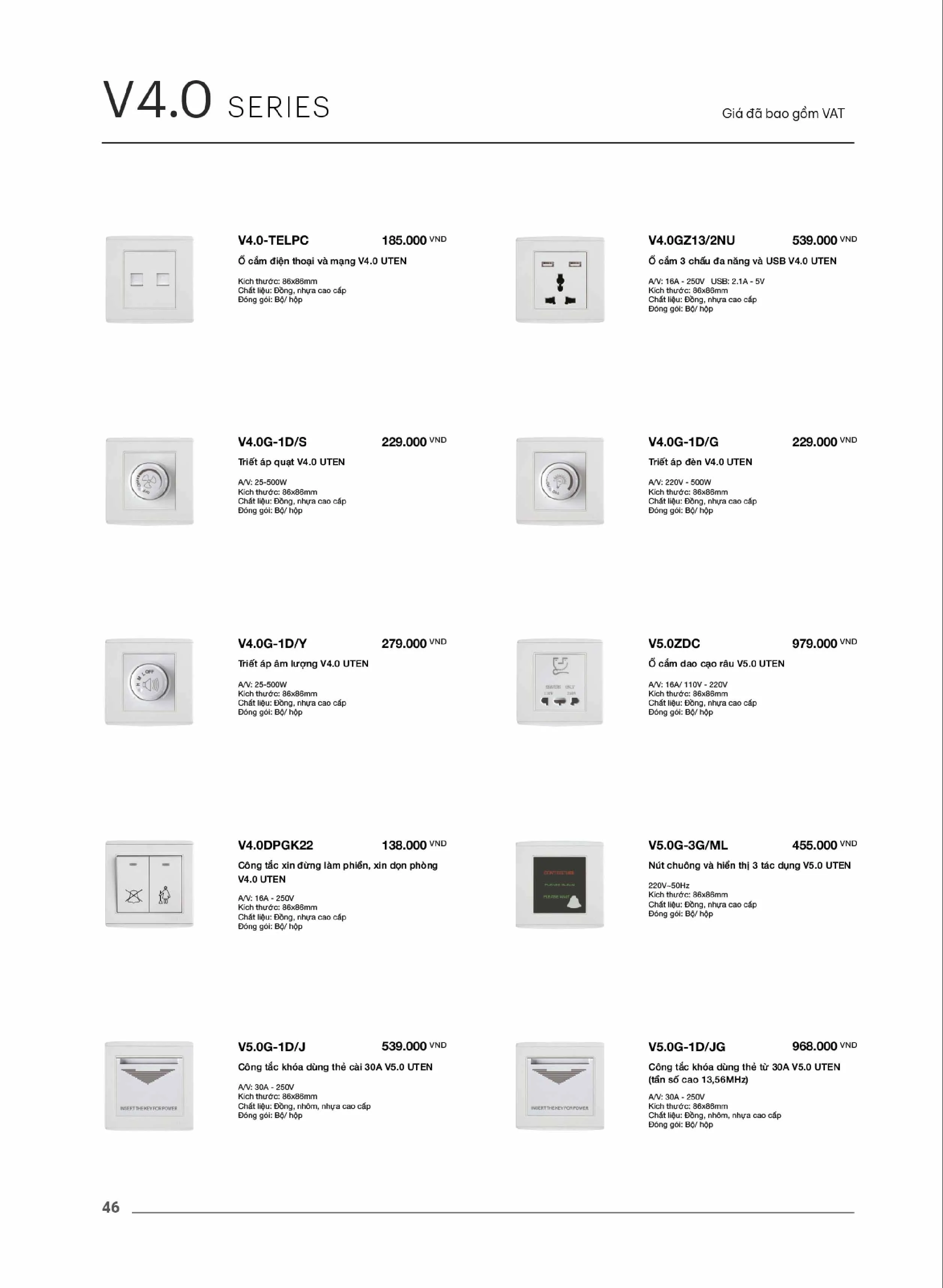 Catalogue UTEN 2026 (Công tắc & Ổ cắm) - Trang 47)