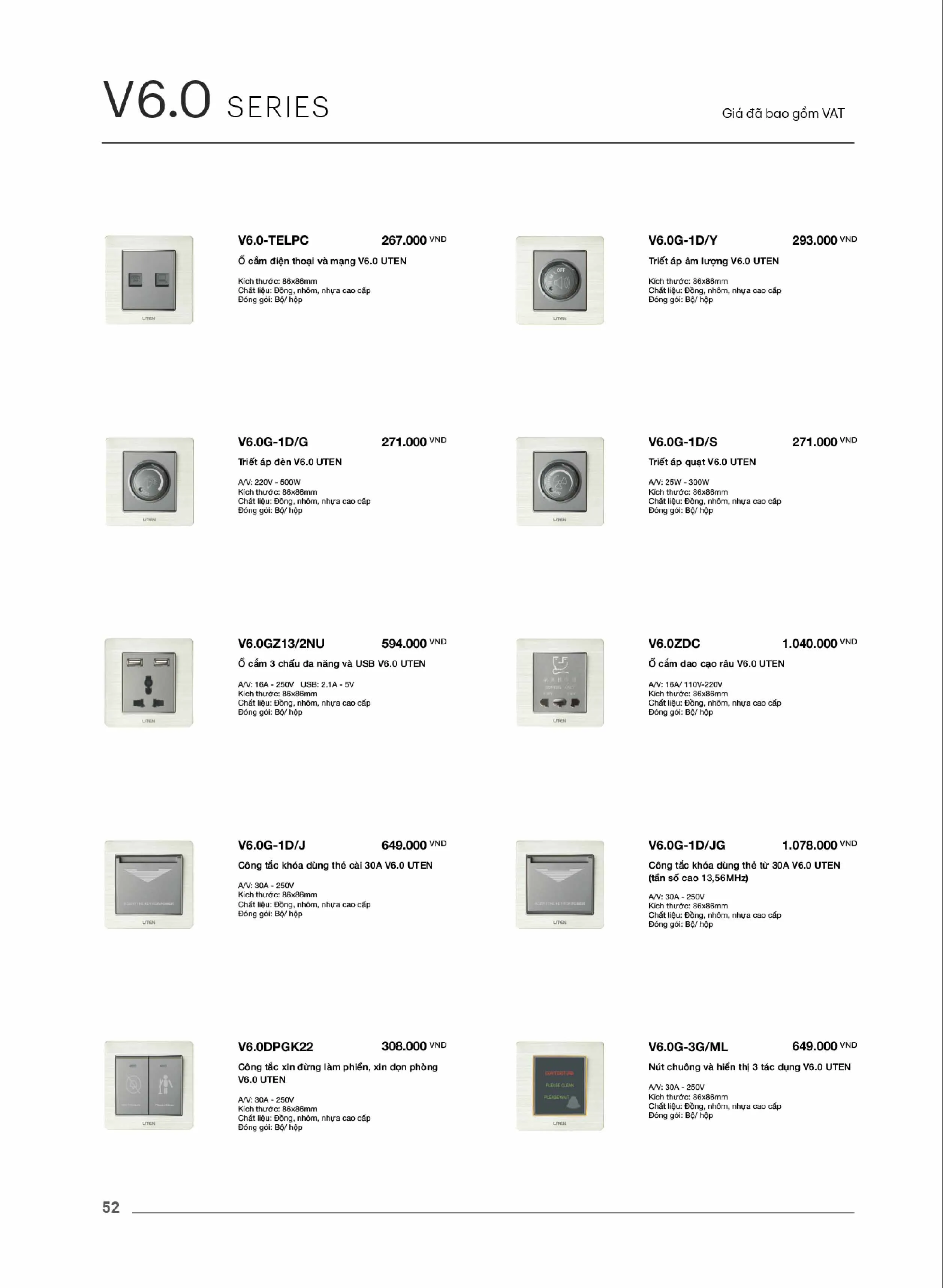 Catalogue UTEN 2026 (Công tắc & Ổ cắm) - Trang 53)