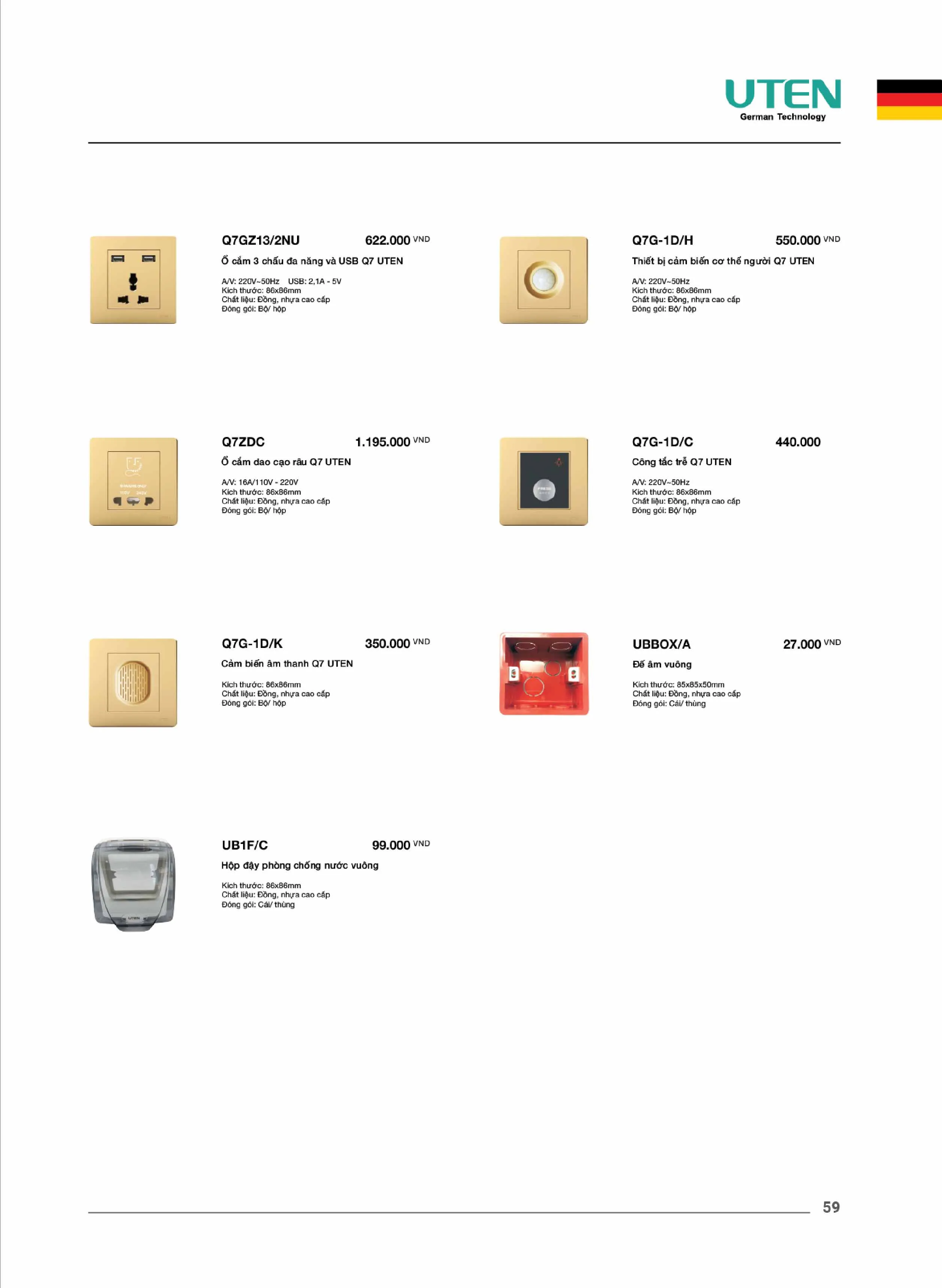 Catalogue UTEN 2026 (Công tắc & Ổ cắm) - Trang 60)