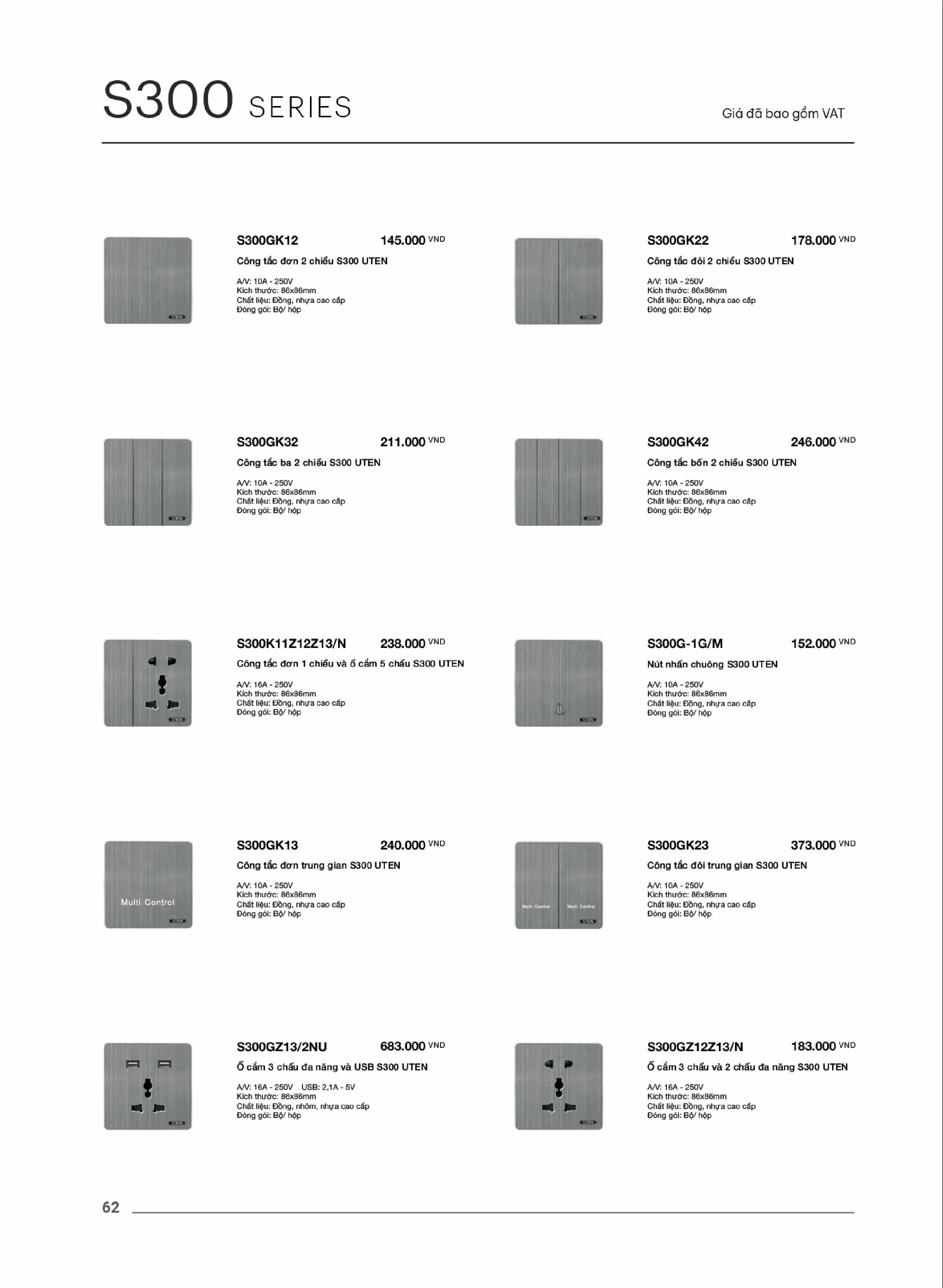 Catalogue UTEN 2026 (Công tắc & Ổ cắm) - Trang 63)