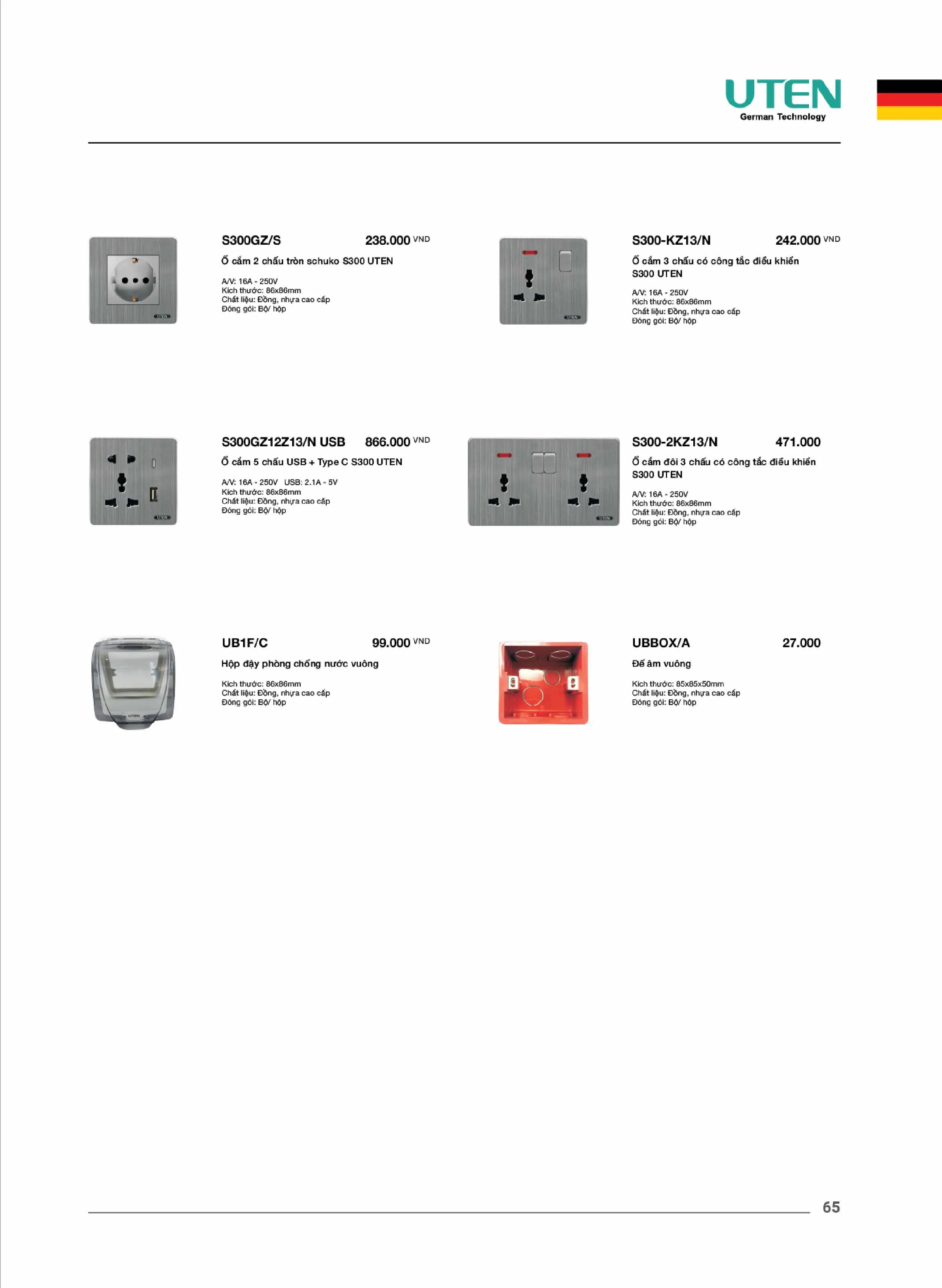Catalogue UTEN 2026 (Công tắc & Ổ cắm) - Trang 66)