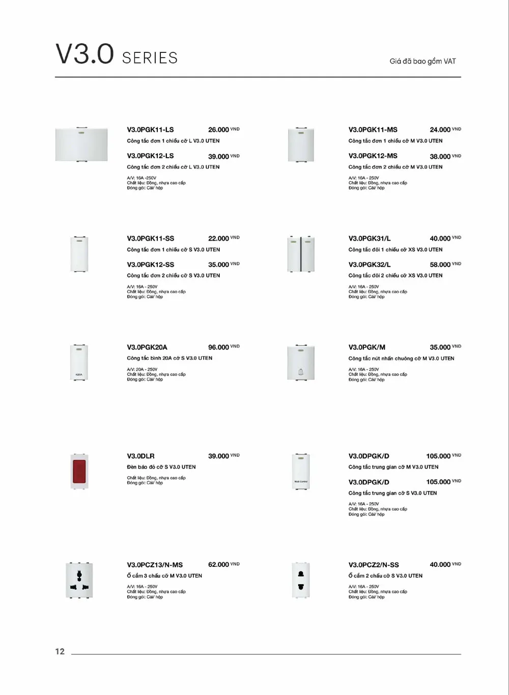 Catalogue UTEN 2026 (Công tắc & Ổ cắm) - Trang 13)