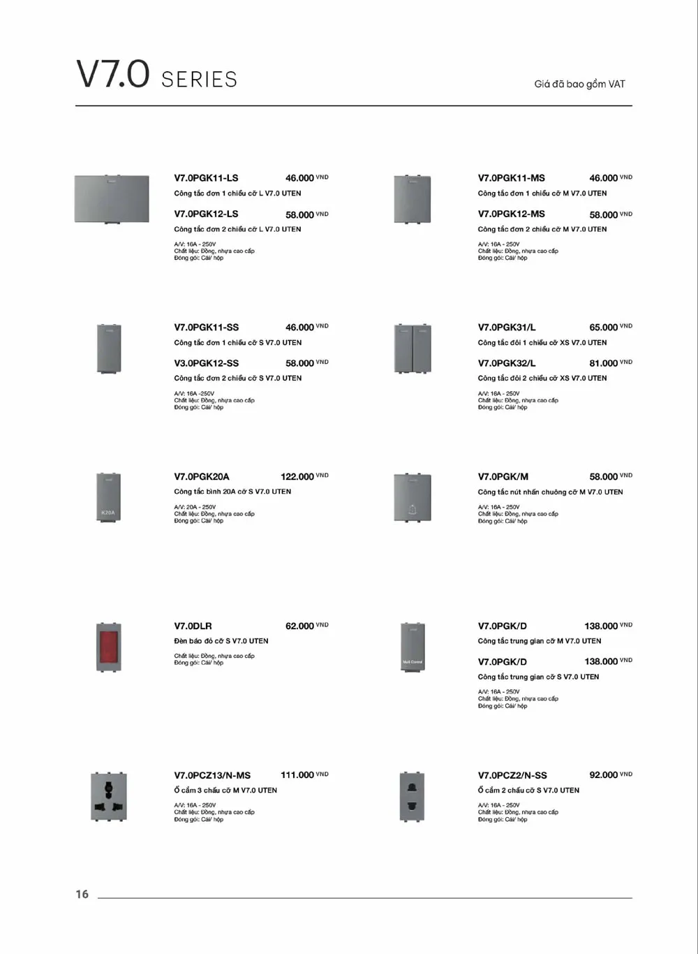 Catalogue UTEN 2026 (Công tắc & Ổ cắm) - Trang 17)