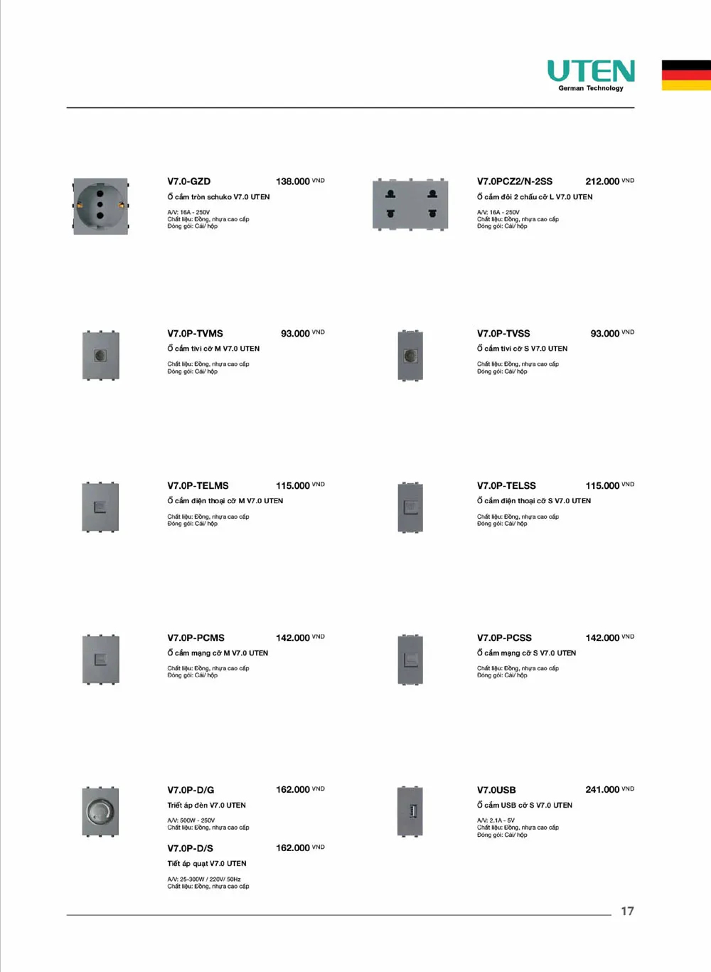 Catalogue UTEN 2026 (Công tắc & Ổ cắm) - Trang 18)