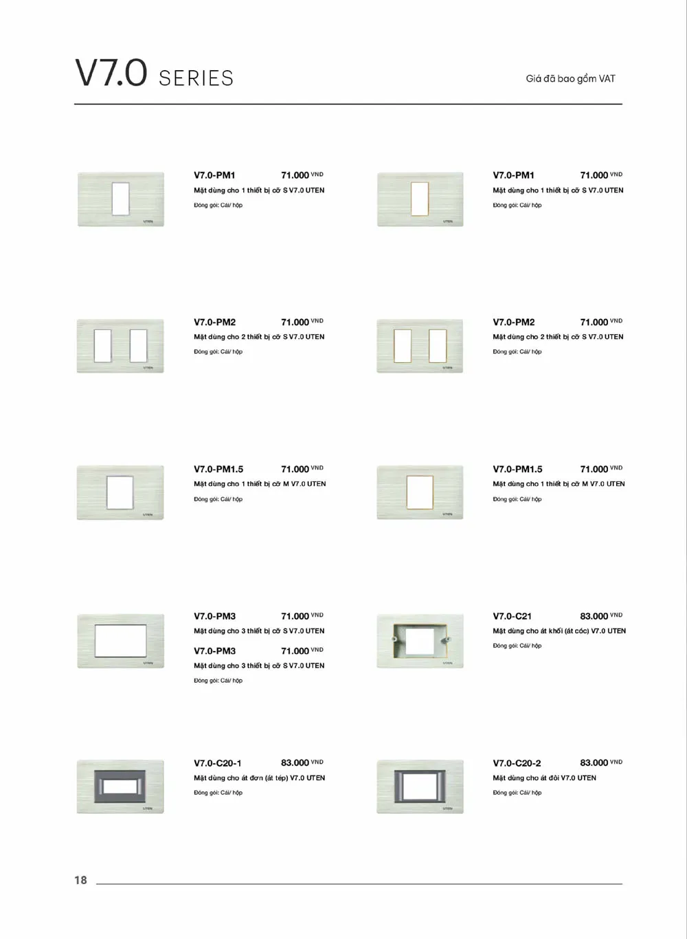 Catalogue UTEN 2026 (Công tắc & Ổ cắm) - Trang 19)