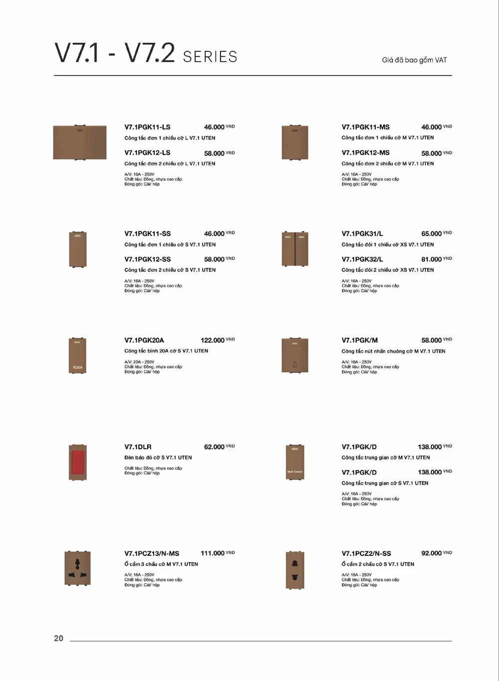 Catalogue UTEN 2026 (Công tắc & Ổ cắm) - Trang 21)