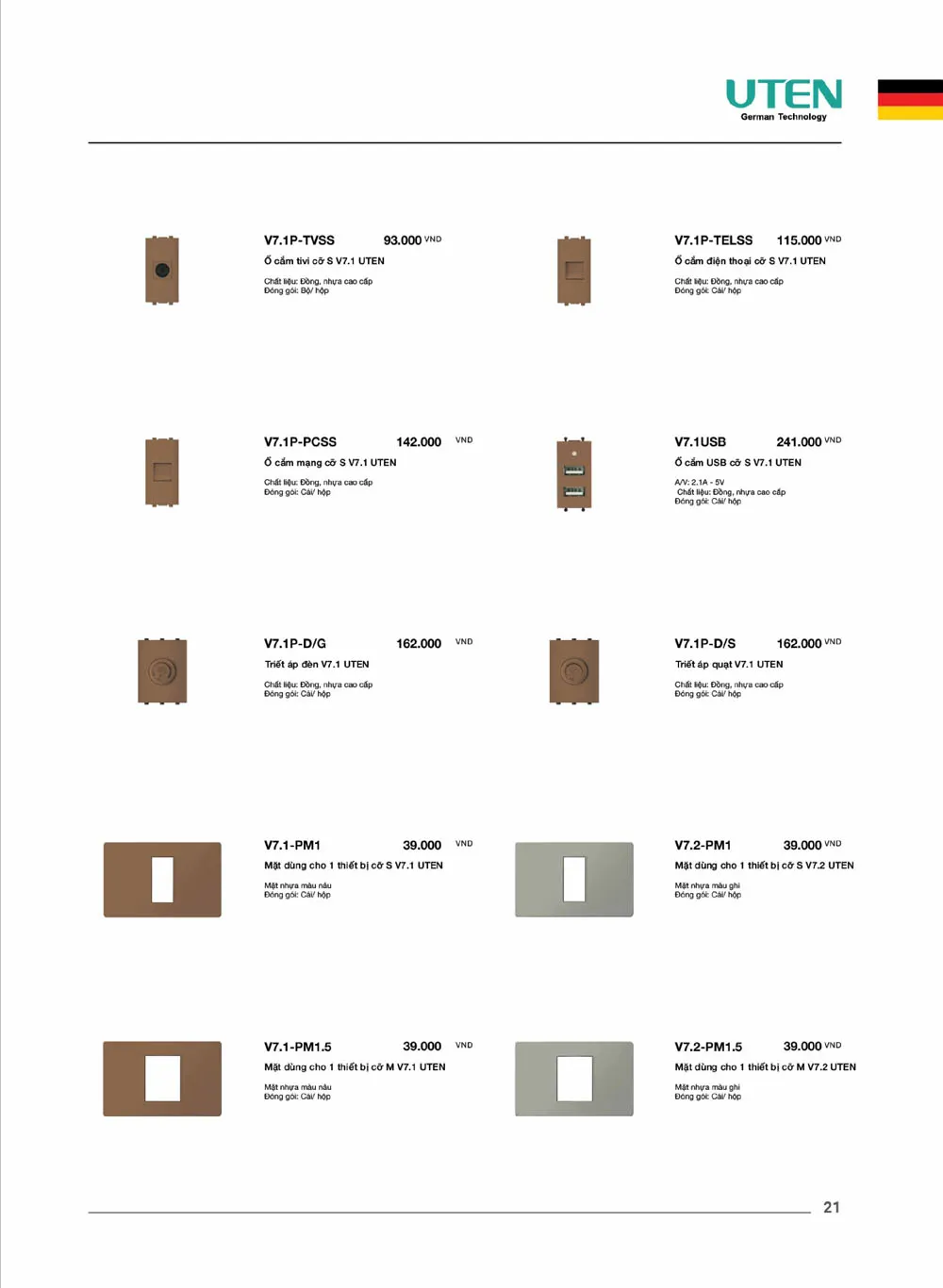 Catalogue UTEN 2026 (Công tắc & Ổ cắm) - Trang 22)