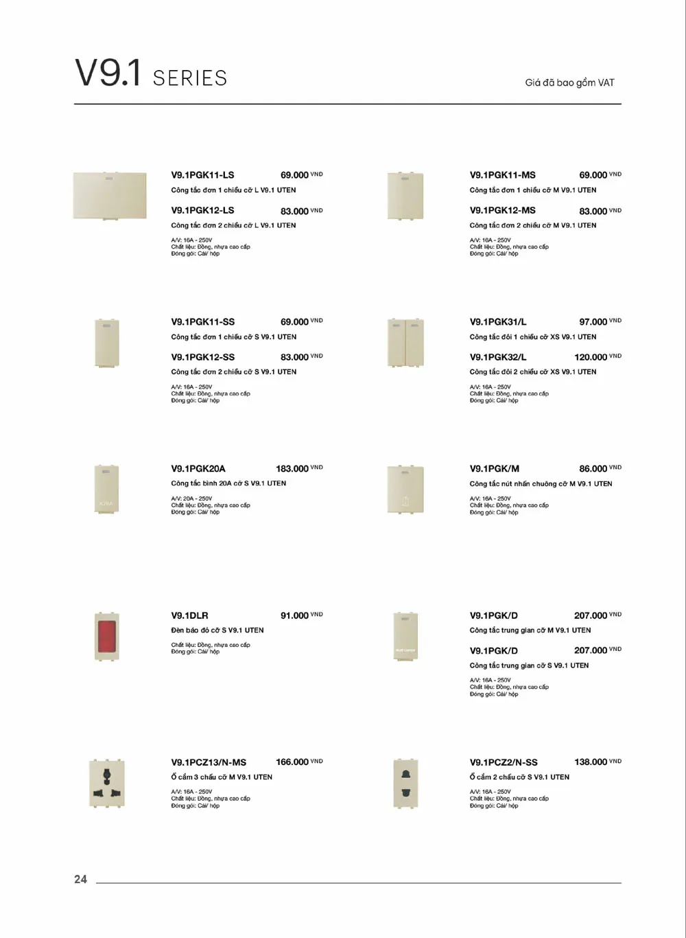 Catalogue UTEN 2026 (Công tắc & Ổ cắm) - Trang 25)