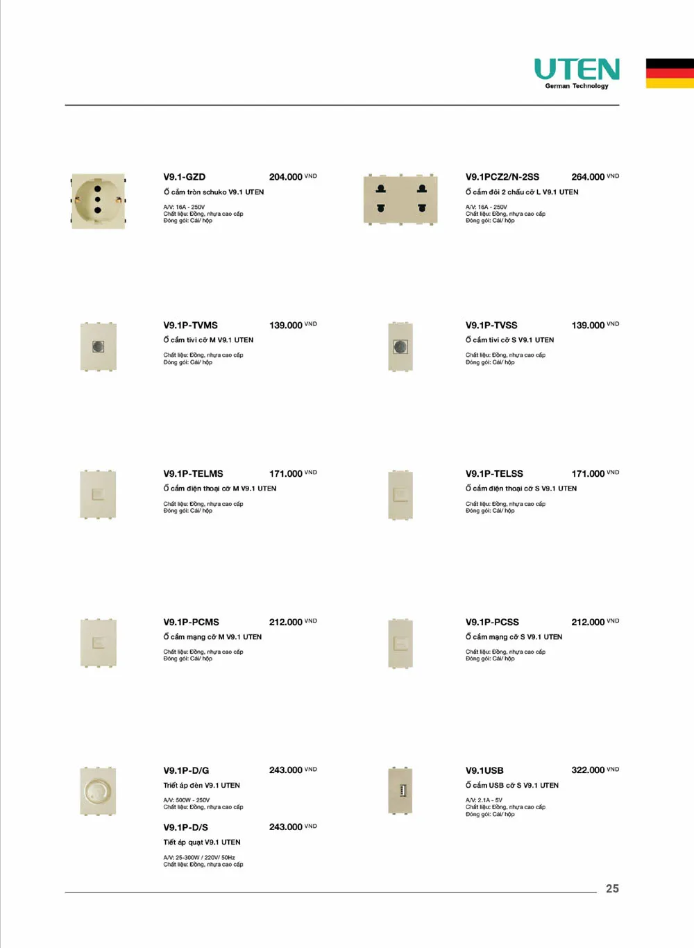 Catalogue UTEN 2026 (Công tắc & Ổ cắm) - Trang 26)