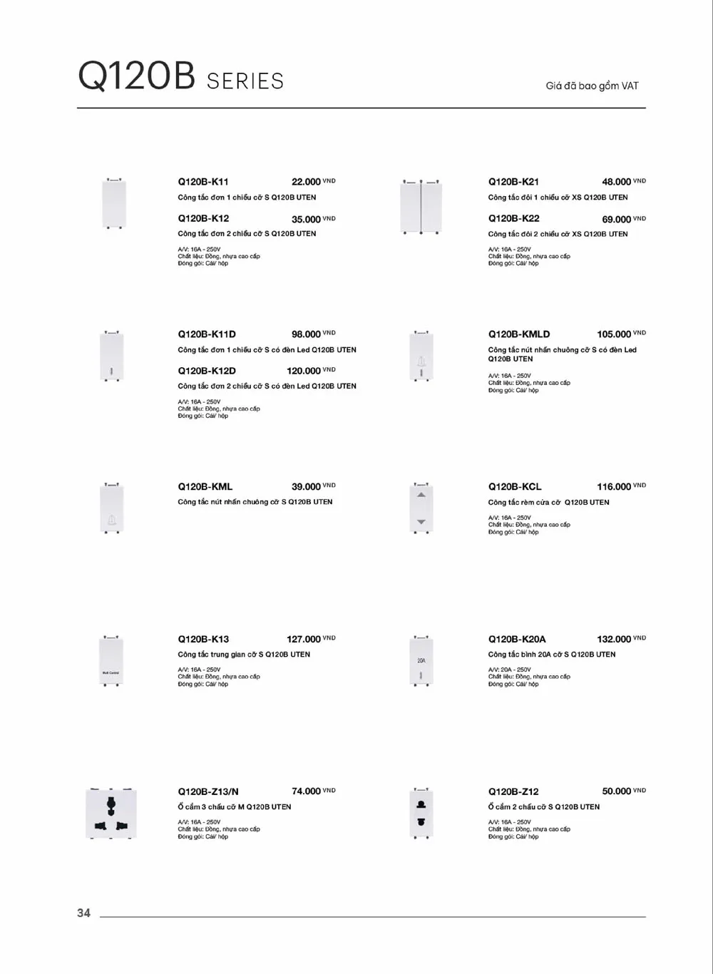 Catalogue UTEN 2026 (Công tắc & Ổ cắm) - Trang 35)
