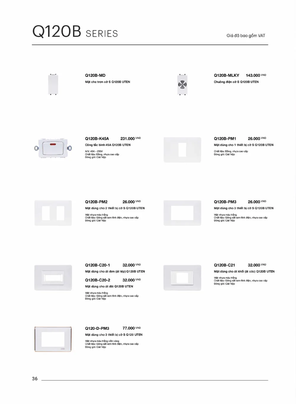 Catalogue UTEN 2026 (Công tắc & Ổ cắm) - Trang 37)