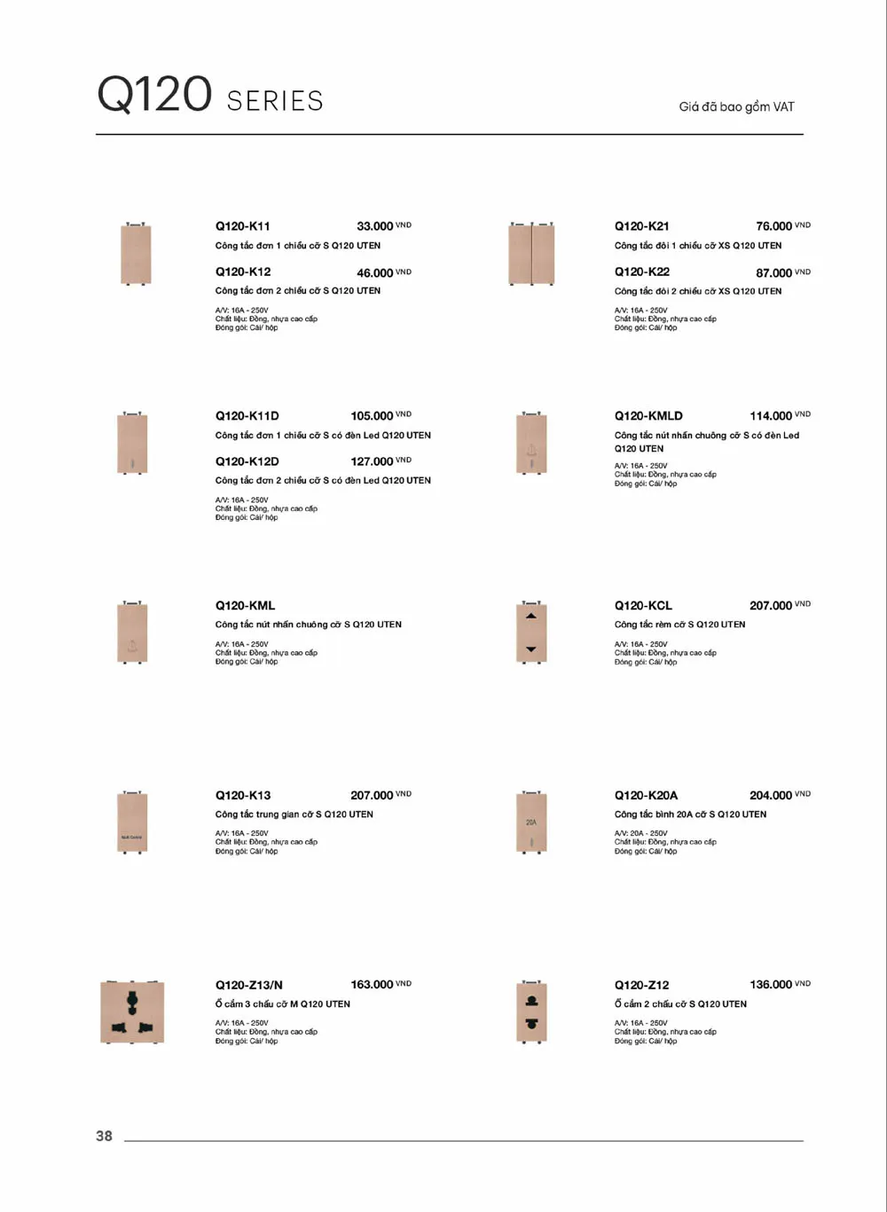 Catalogue UTEN 2026 (Công tắc & Ổ cắm) - Trang 39)