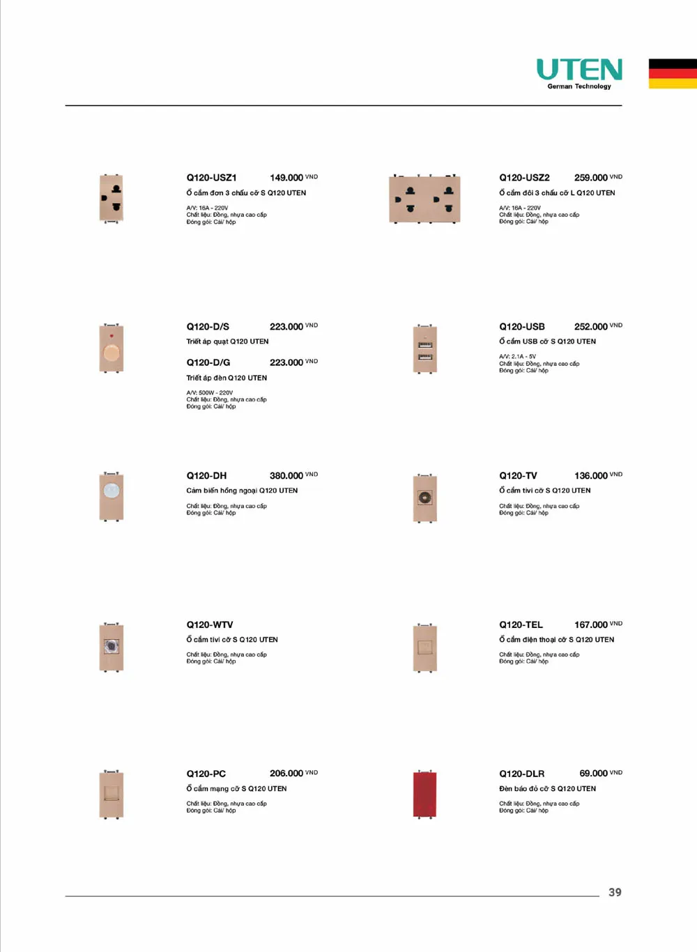 Catalogue UTEN 2026 (Công tắc & Ổ cắm) - Trang 40)