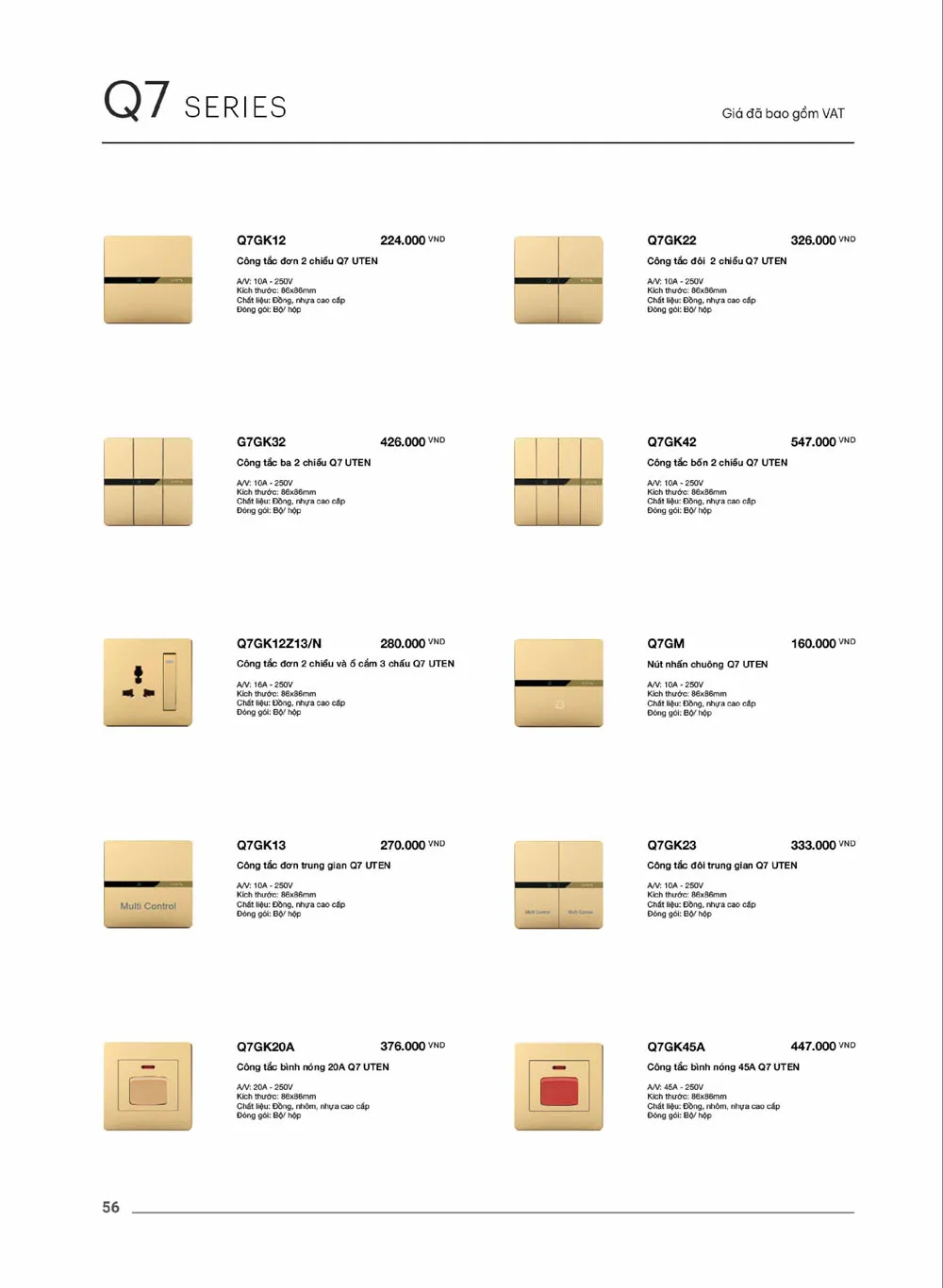 Catalogue UTEN 2026 (Công tắc & Ổ cắm) - Trang 57)